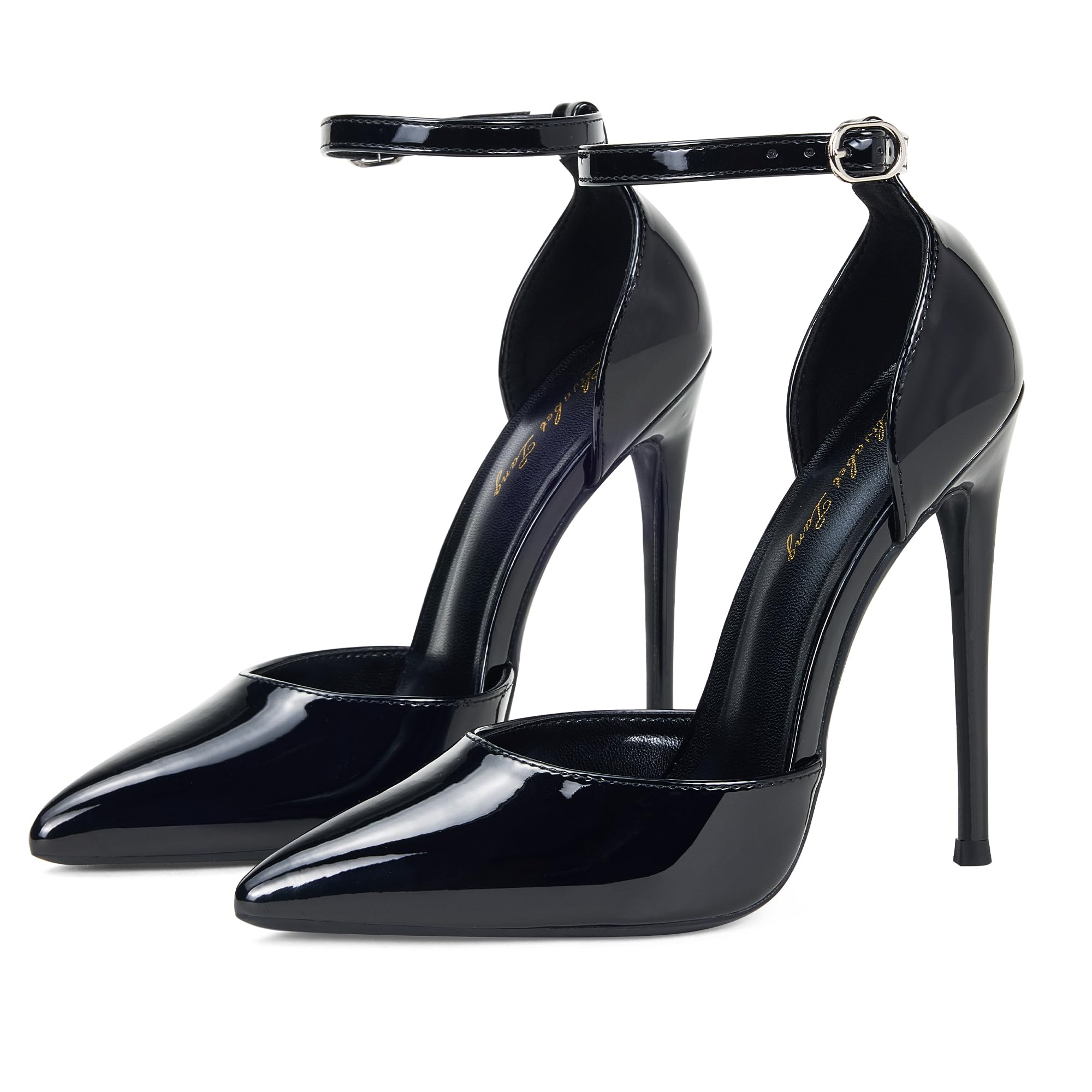 Elegant Elisabet Tang Women's High Heel Pumps - D'Orsay Ankle Strap Pointed Toe Stiletto Heels with Rhinestone Details for Party, Wedding & Evening Events | Perfect for Prom, Cocktail Dresses & Special Occasions