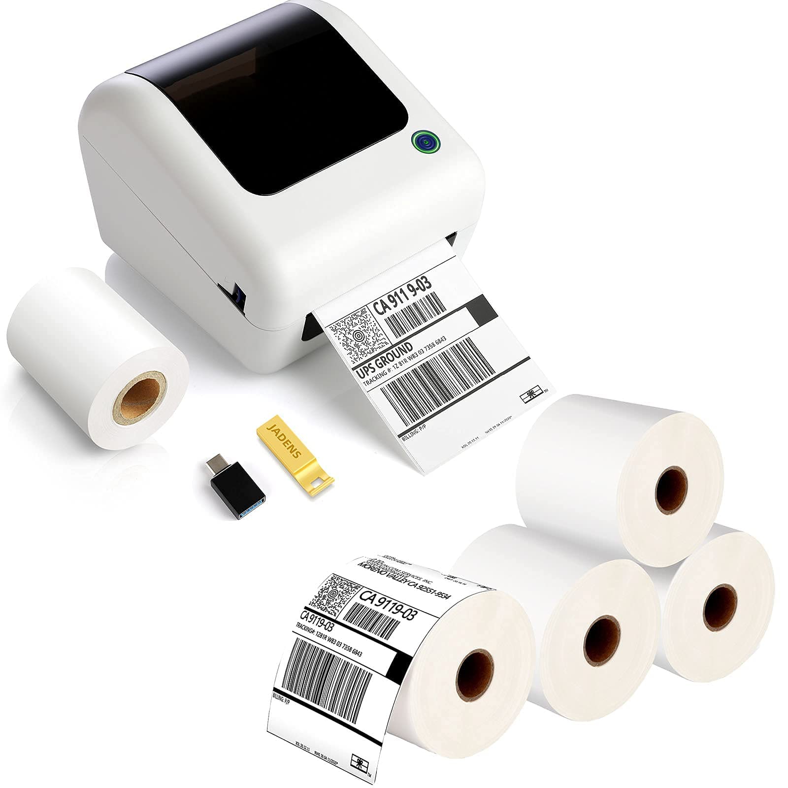 JADENS 4x6 Bluetooth Thermal Shipping Label Printer - High Speed USB & Wireless for PC, Mobile, eBay, Amazon, Shopify, Etsy, USPS Barcode - Perfect for E-commerce Sellers & Small Business Shipping