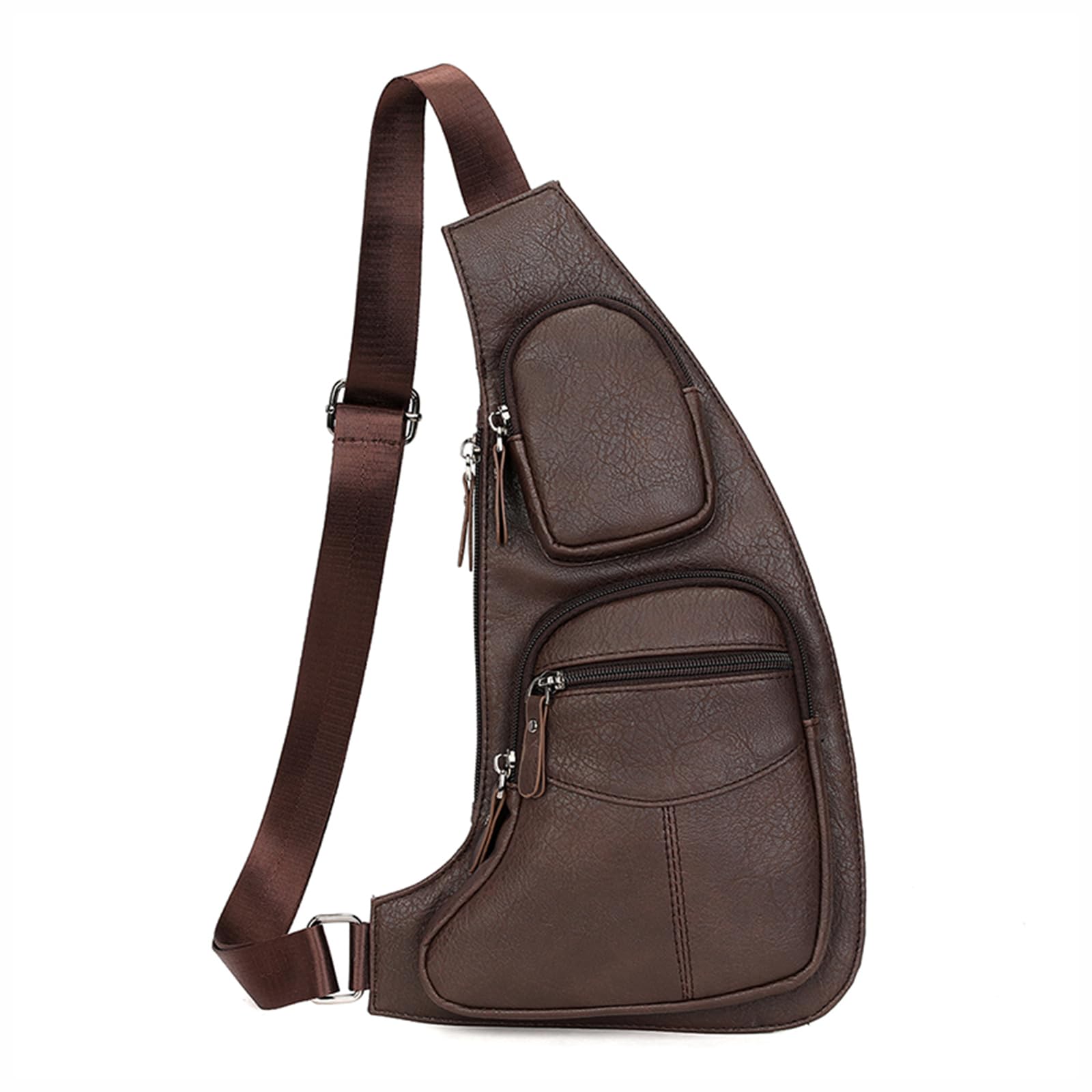Men's Vintage PU Leather Sling Bag - Crossbody Backpack Shoulder Bag for Travel, Hiking & Outdoor Adventures | Water-Resistant & Durable Design for Daily Commute, Gym & Weekend Getaways