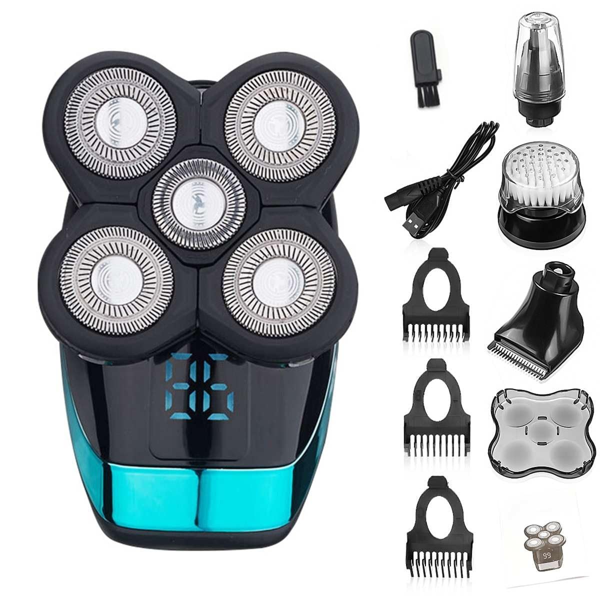Best Electric Head Shaver for Bald Men - Rechargeable Wet/Dry Beard Trimmer & Grooming Kit with LCD Display - Perfect for Travel, Home Use & Professional Grooming
