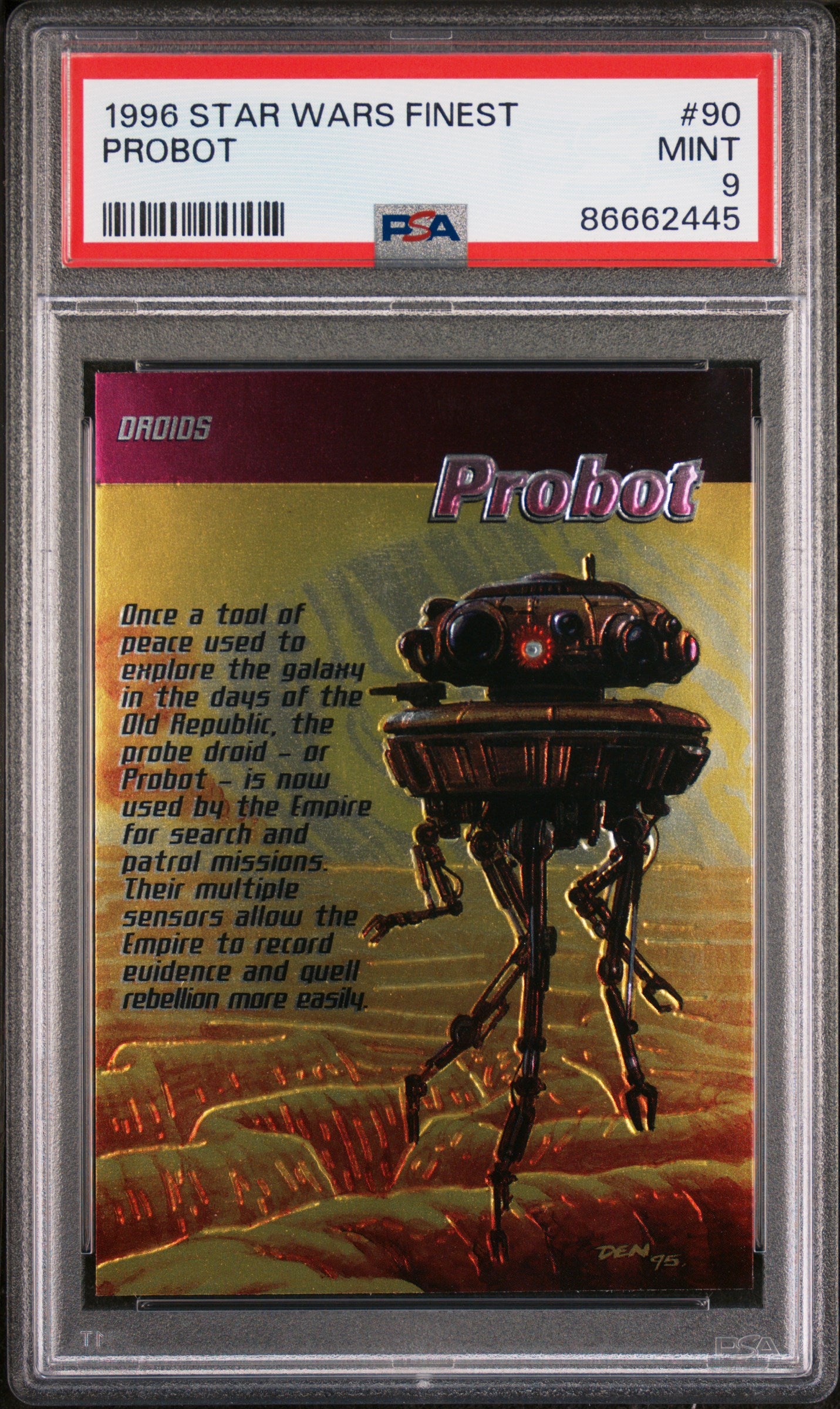 1996 STAR WARS FINEST PROBOT #90 PSA 9 Graded Card - Rare Collectible for Star Wars Fans & Trading Card Enthusiasts | Perfect for Display, Investment & Gaming Collections
