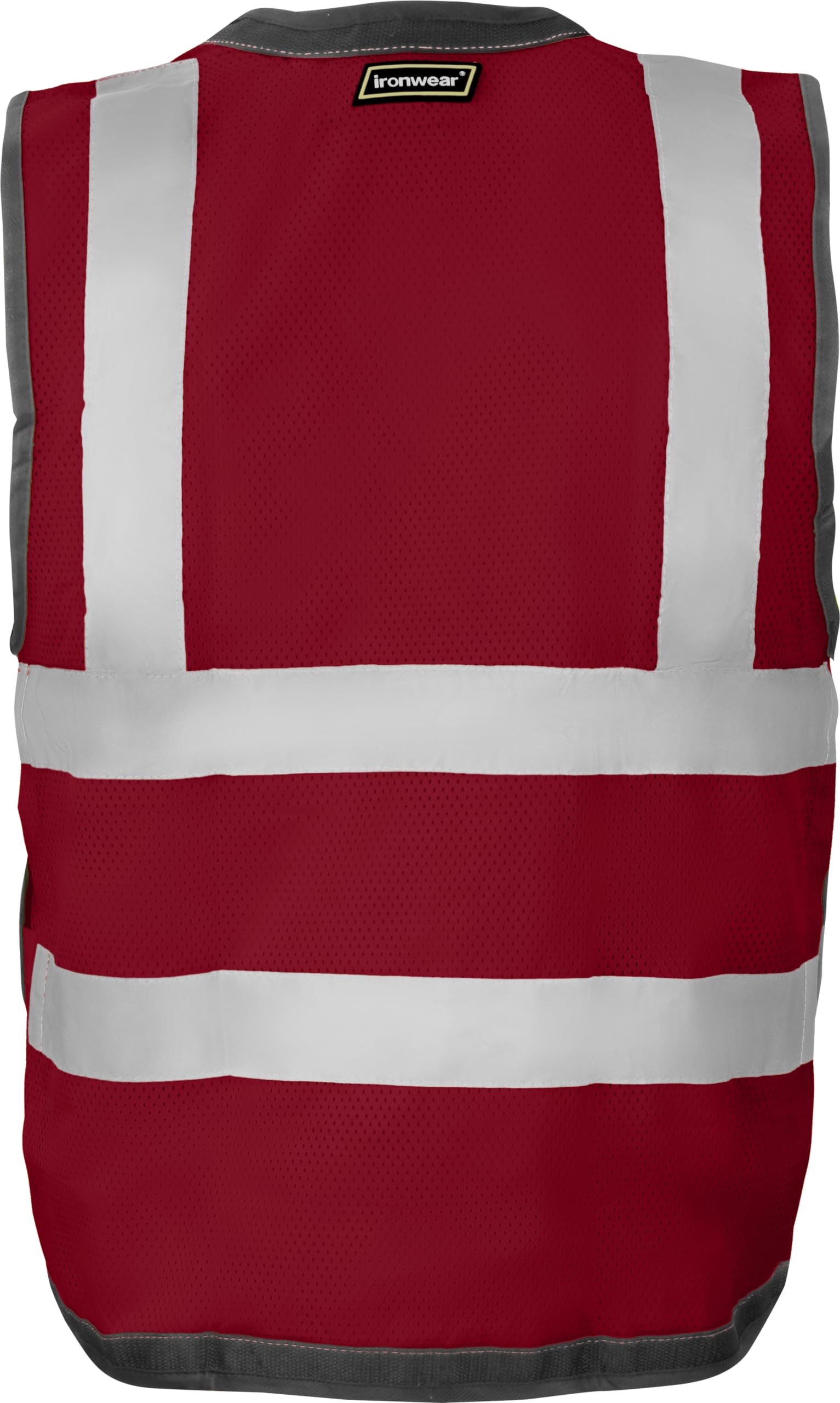 Ironwear 1279 High Visibility Safety Vest with Snap Button Closure, Radio Clips & ID Holder - ANSI Certified for Construction, Road Work & Emergency Response