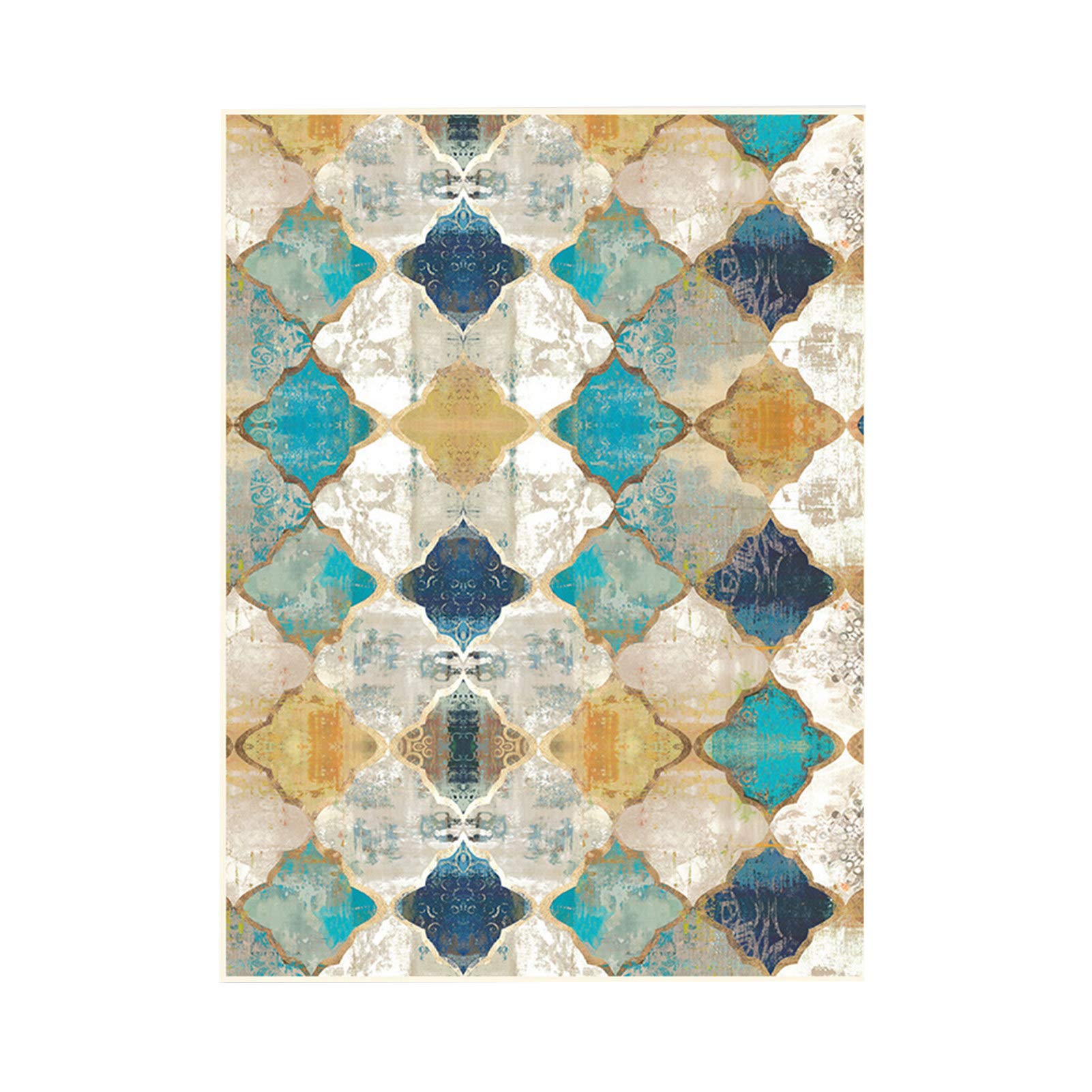 Geometric Moroccan Ethnic Style Anti-Slip Carpet Blanket - 40x60cm for Bedroom Decor & Living Room Rugs | Boho Home Accent, Floor Mat for Cozy Spaces