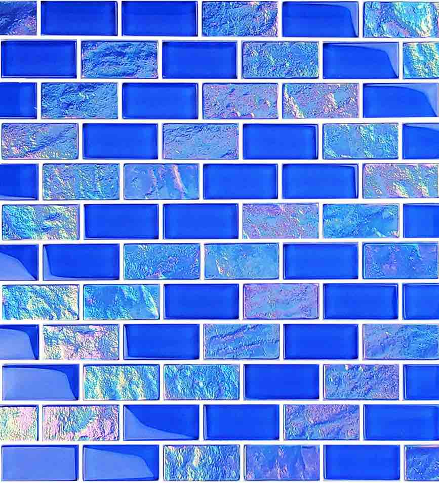 Sky Blue Glass Mosaic Tile 1x2 Inch - Peel and Stick Backsplash for Kitchen, Bathroom & Shower Wall Decor