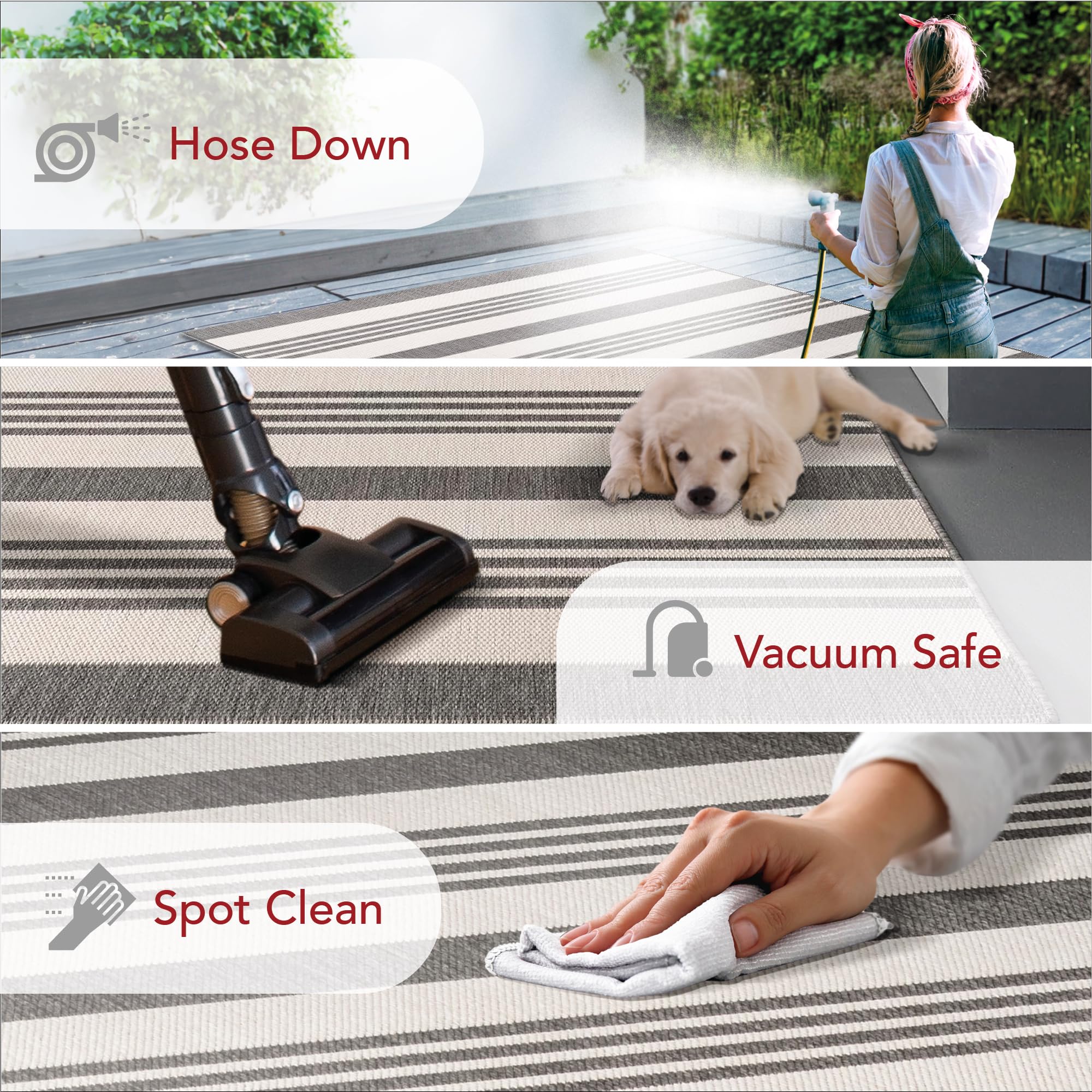 nuLOOM 9' x 12' Outdoor Performance Area Rug - OEKO-TEX Certified, Weather Resistant & High Traffic Rug for Patio, Balcony, Deck - Robin Grey/Beige | Perfect for Outdoor Entertaining & All-Weather Use