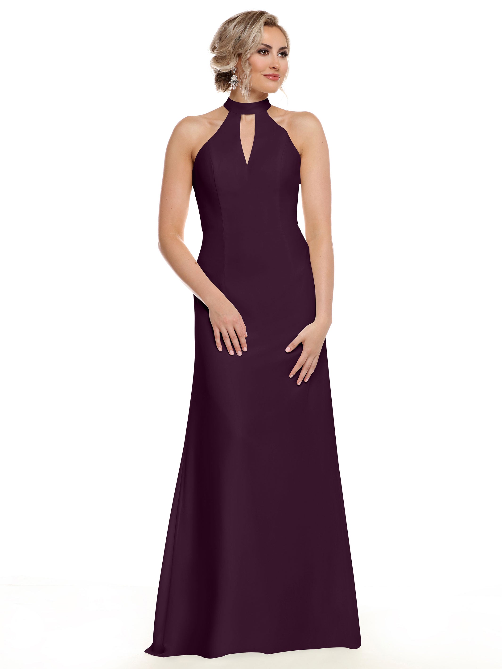 Elegant 80138 Chiffon A-Line Bridesmaid Dress with Keyhole Halter Neckline - Perfect for Weddings, Formal Events & Special Occasions