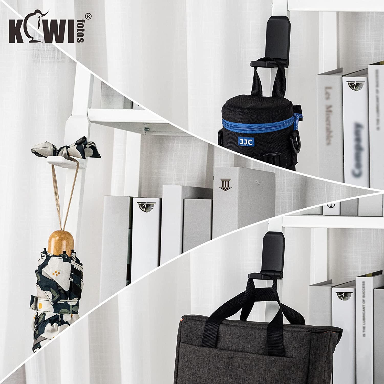 KIWIFOTOS Adhesive Desk Headphone Hanger - Foldable Under Desk Hook Mount for Gaming Headsets & PC Accessories - Wall Mountable Headset Holder Stand (White) - Perfect for Home Office, Gaming Setup & Workspace Organization