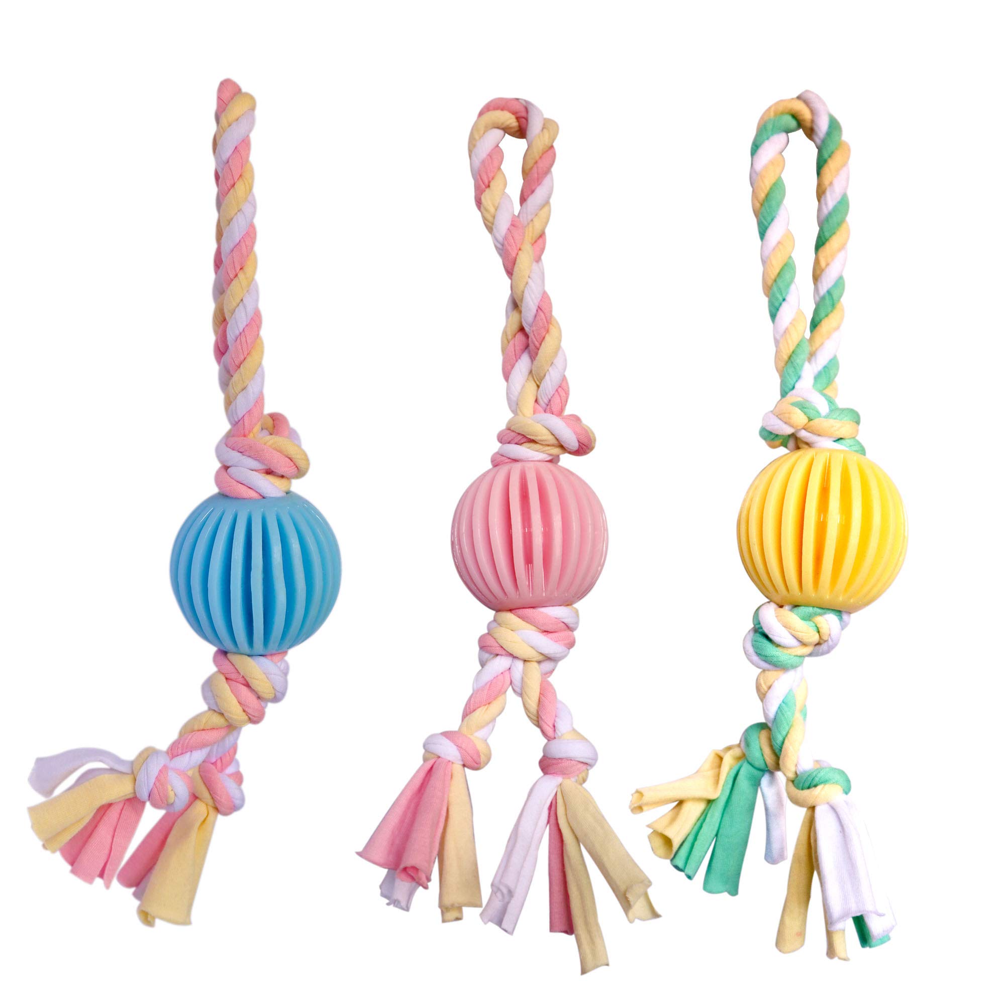 Durable Latex Dog Chew Toy with Rope & Ball - Interactive Pet Training Toy for Exercise, Agility & Chase Games - Perfect for Indoor & Outdoor Playtime