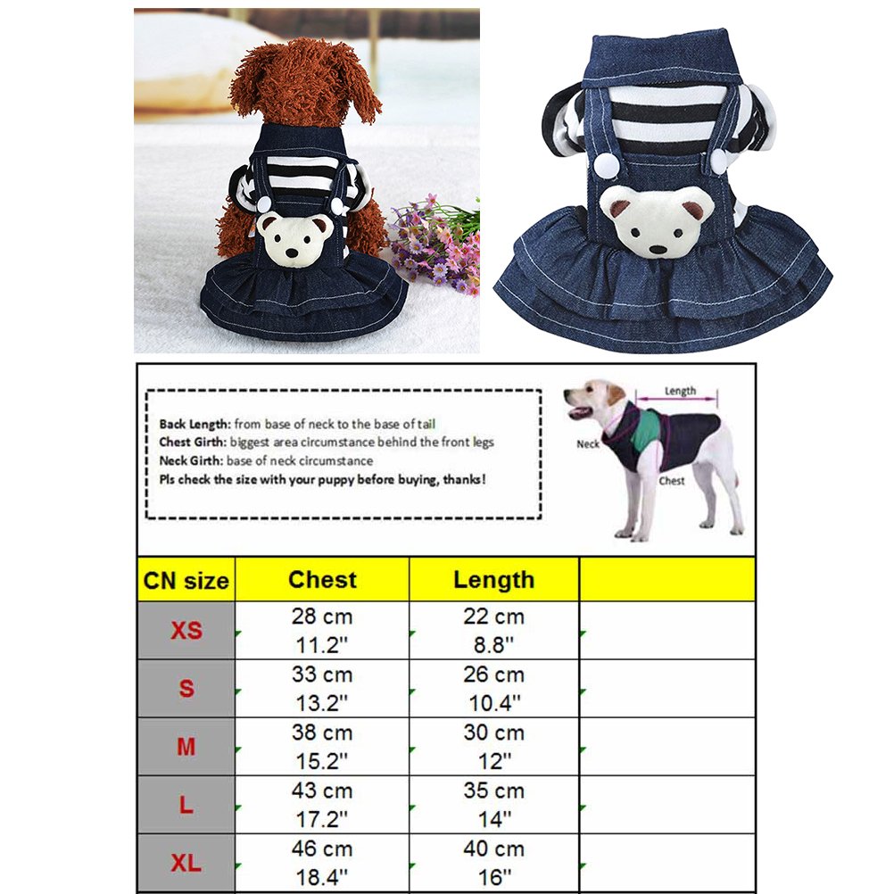 ULTECHNOVO Striped Dog Pajama Dress & Jeans Skirt - Cute Spring Apparel for Small Dogs & Puppies | Perfect for Pet Fashion, Daily Walks & Photo Shoots