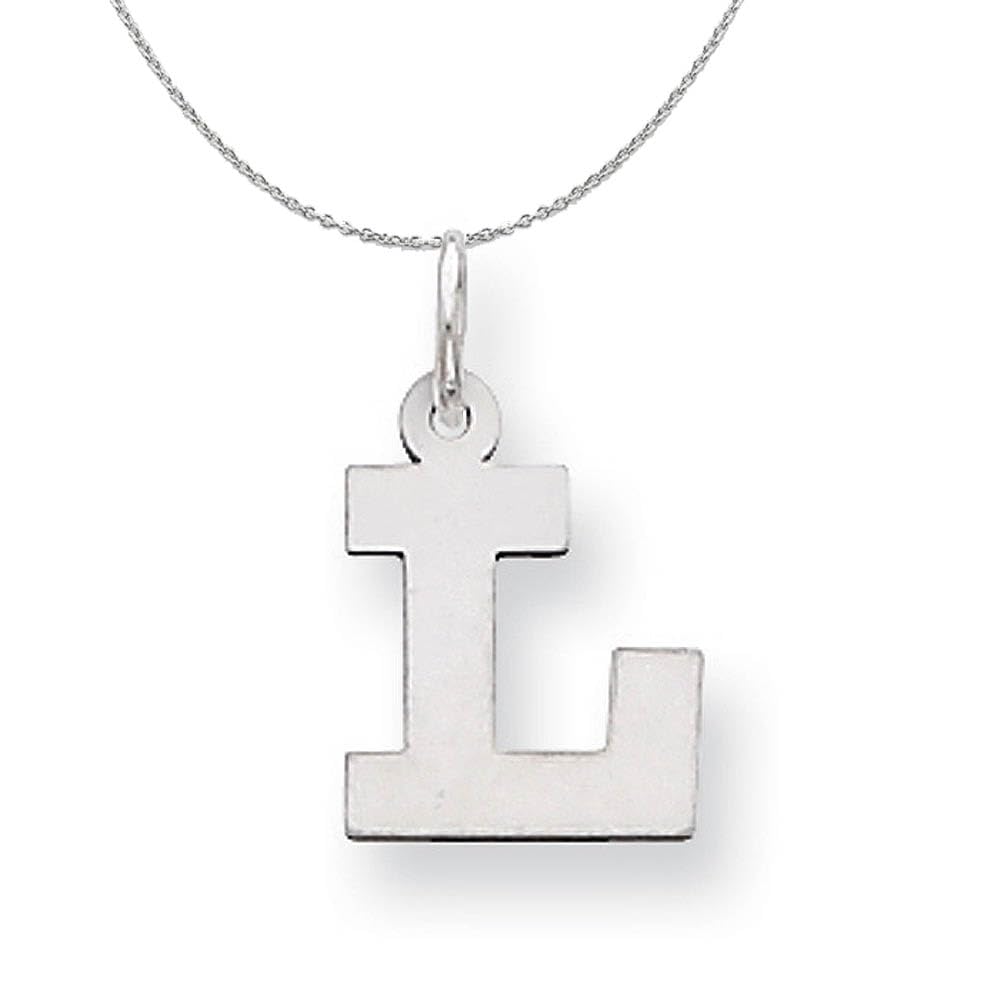Amanda Initial L Necklace - Silver Block Style for Women