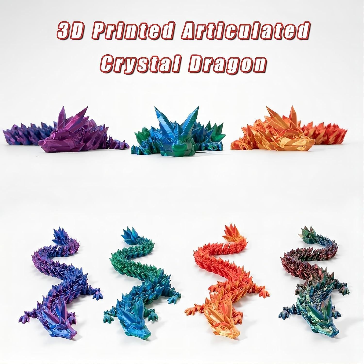 3D Printed Dragon Eggs with Articulated Dragon Inside - Adjustable Wings Eco-Friendly Crystal Dragon Toy - Home Office Desk Decor for Autism & ADHD Stress Relief - Perfect for Collectors, Gifts, and Sensory Play