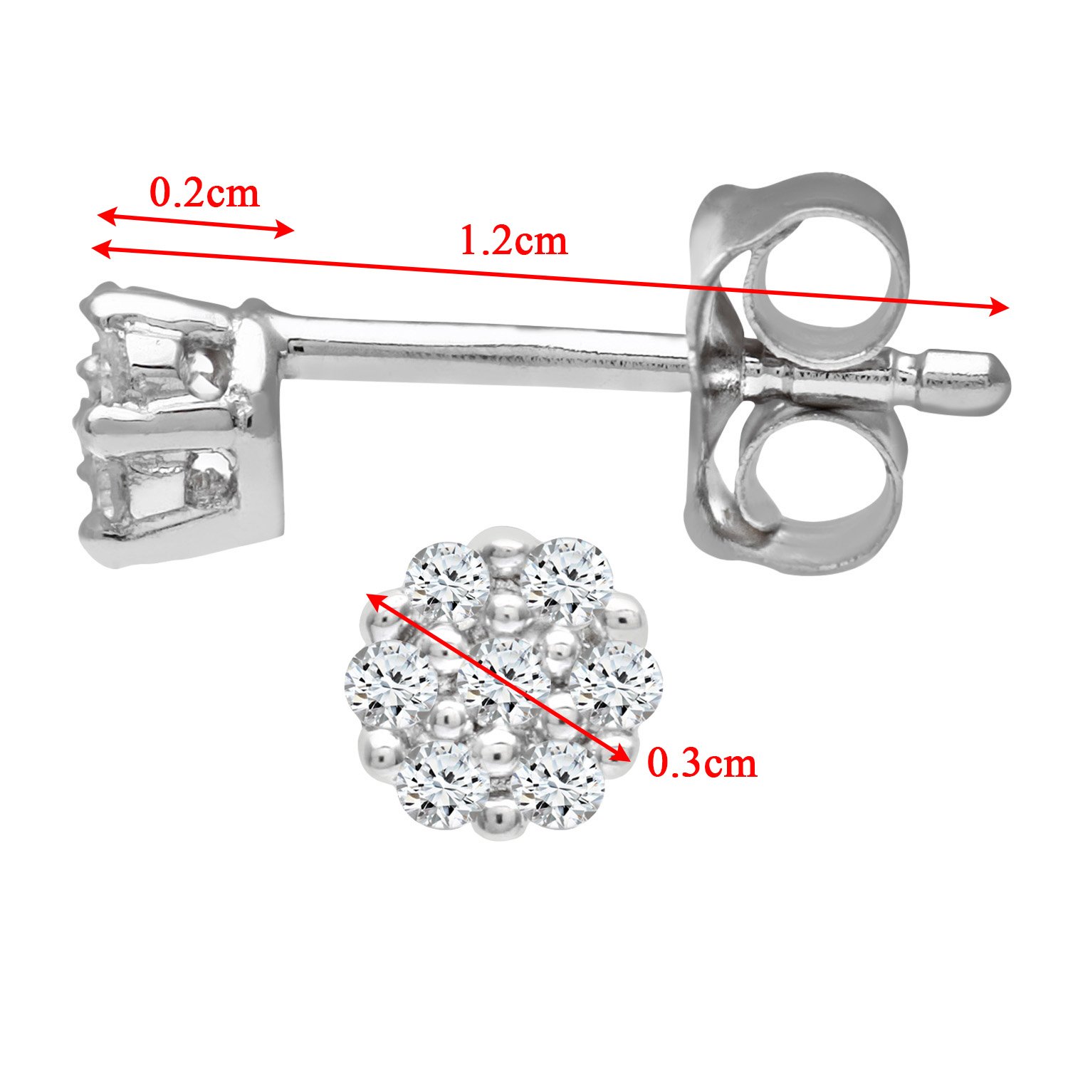 9ct White Gold Diamond Cluster Earrings for Women – Elegant & Timeless Jewelry by Elegano – Perfect for Weddings, Parties & Special Occasions