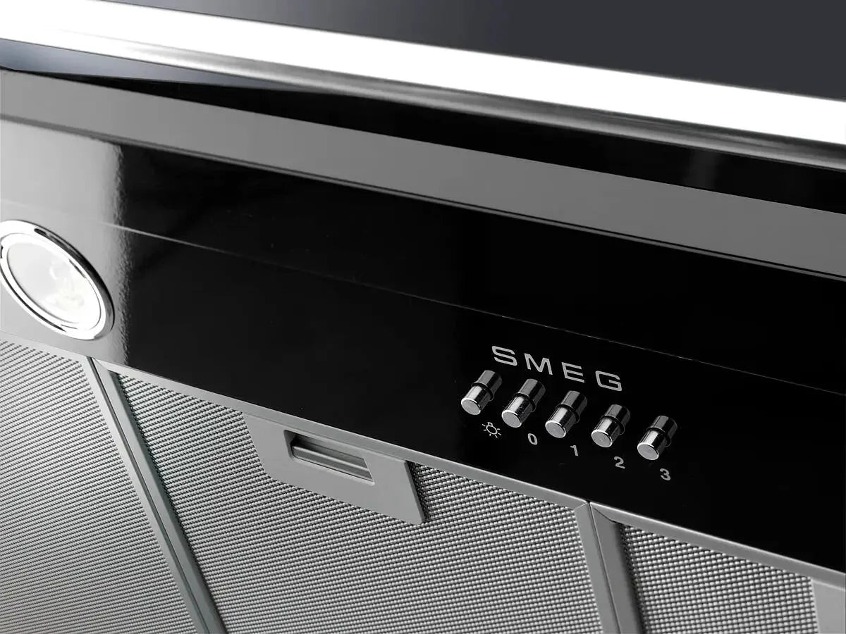 Smeg 110cm Victoria Canopy Range Hood in Black - Premium Kitchen Ventilation for Modern Homes | Perfect for Cooking, Smoke Removal & Stylish Kitchen Decor