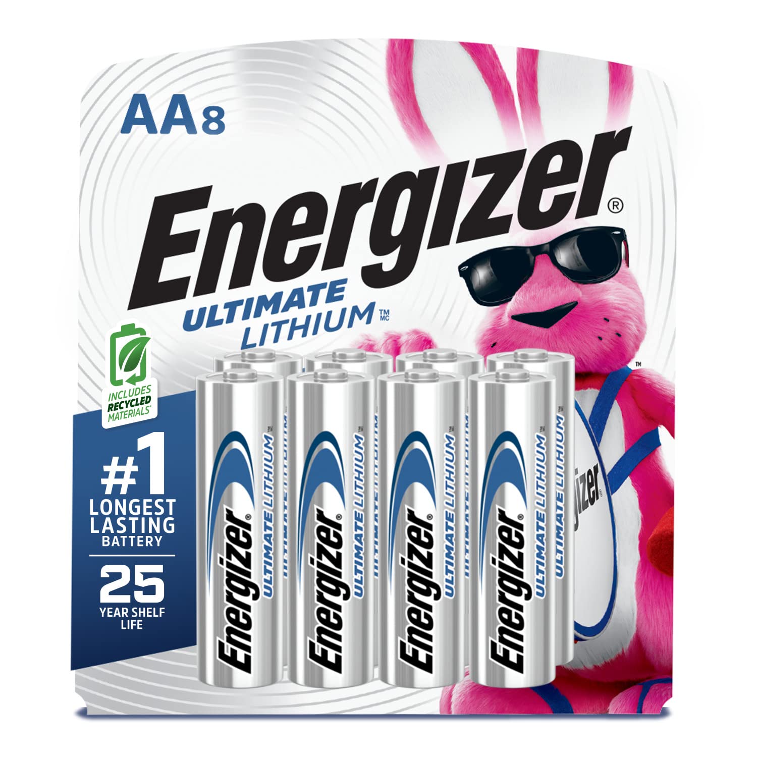 Energizer Ultimate Lithium AA Batteries - 8 Pack | Long-Lasting Power for High-Tech Devices, Digital Cameras & Emergency Kits