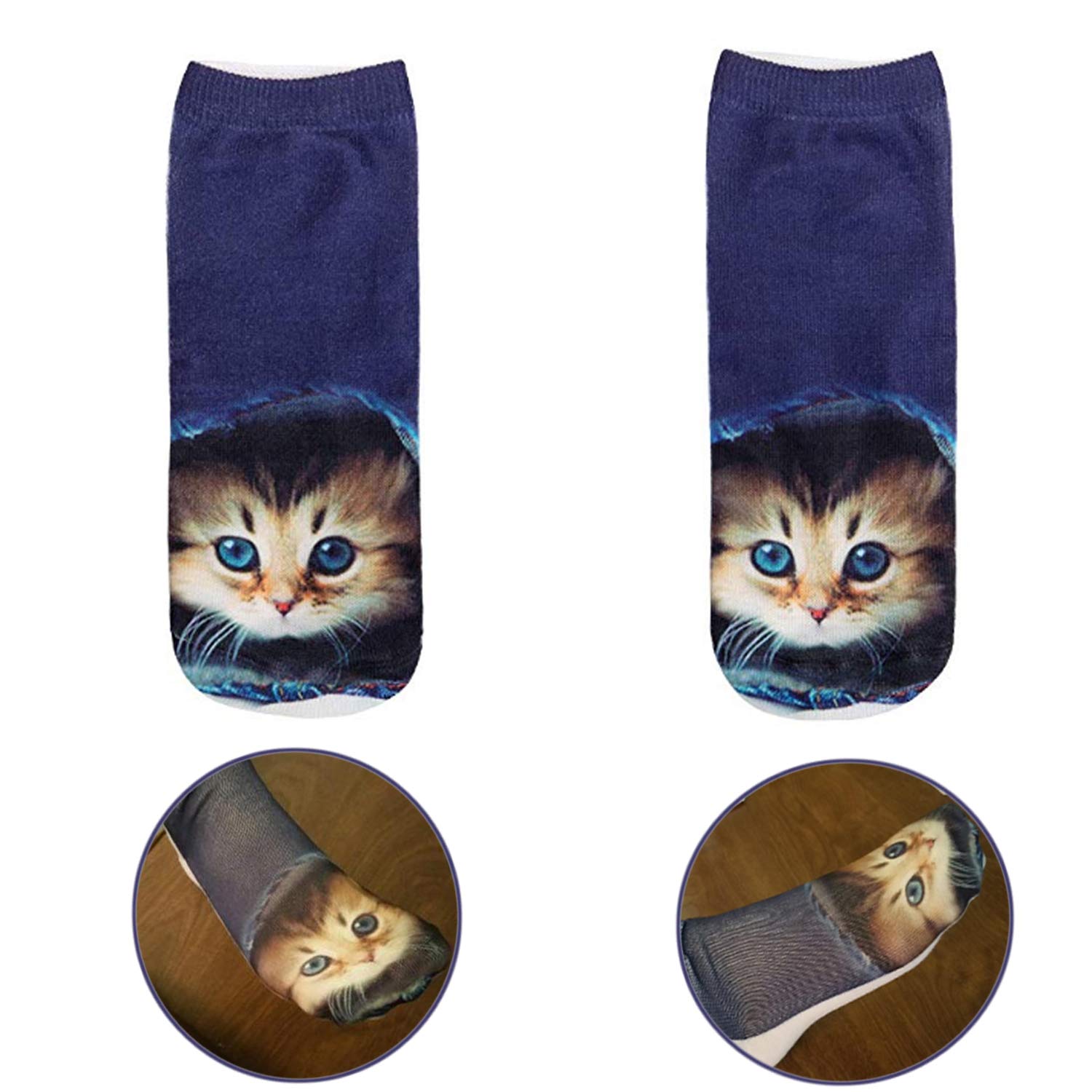 **Women's 3D Printed Kitty Cat Socks - Colorful Funny Novelty Socks for Girls - Perfect for Gifts, Cosplay & Casual Wear**