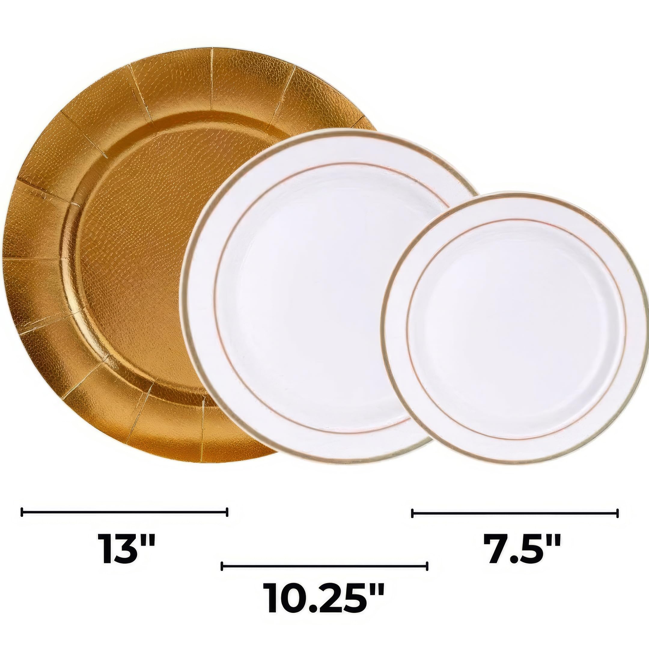 Elegant Disposable Silverware Set - Heavy Duty Plastic Dinner Plates for Upscale Weddings & Dining | Golden Glare Collection