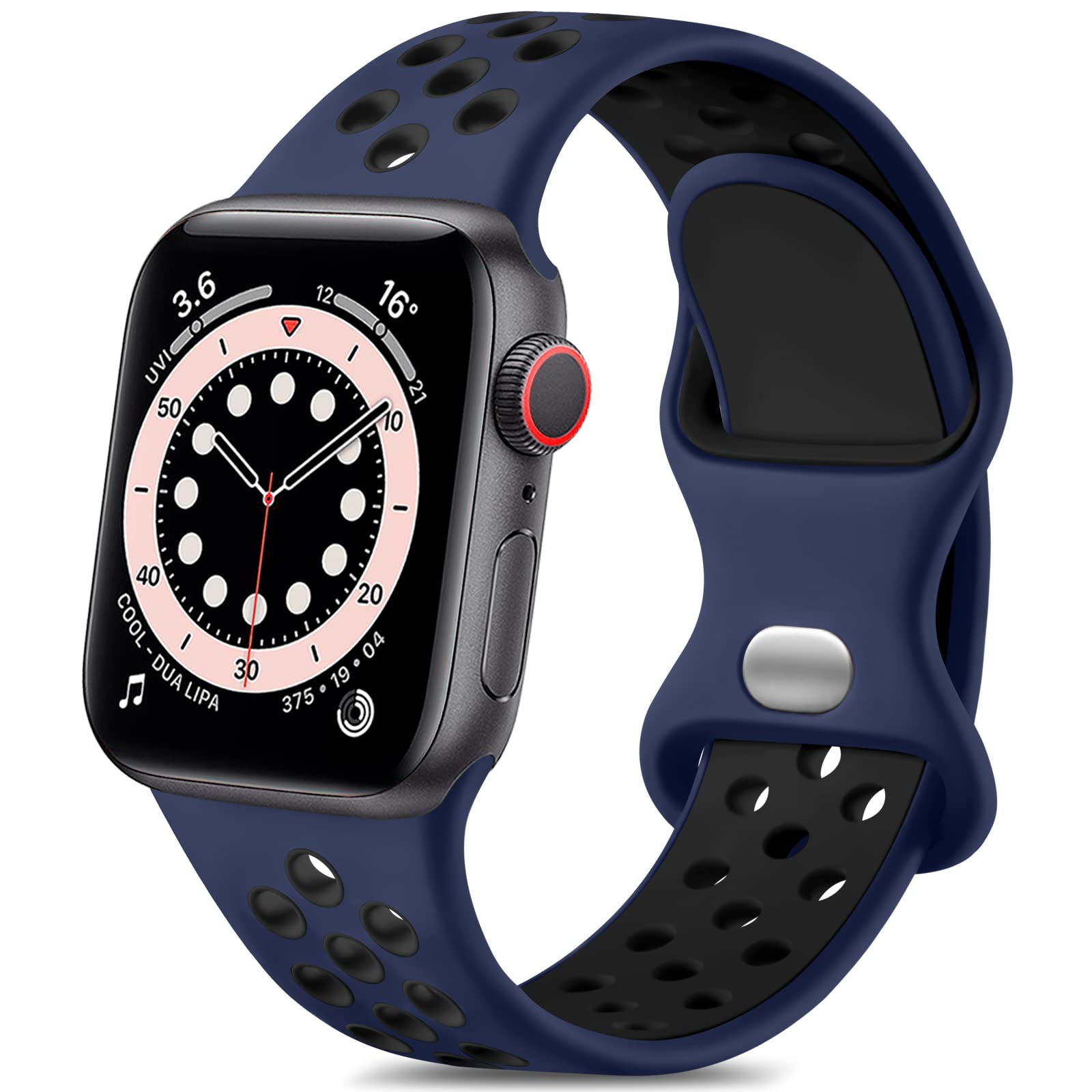 Lerobo Soft Silicone Replacement Bands for Apple Watch Ultra 2/SE/Series 10-1 - Compatible with 45mm 44mm 49mm 46mm 42mm - Midnight Blue & Black (M/L Size) - Perfect for Workouts, Running & Everyday Wear