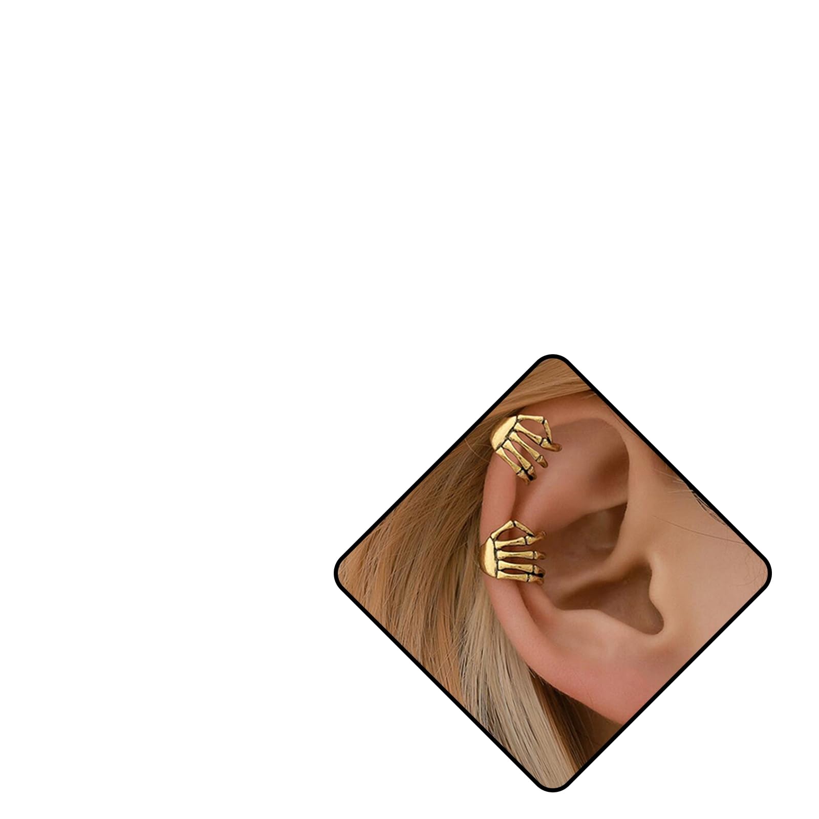 Halloween Skeleton Hand Ear Cuffs & Clip-On Earrings - Gothic Costume Jewelry for Women | Perfect for Halloween Parties, Cosplay & Spooky Fashion Accessories
