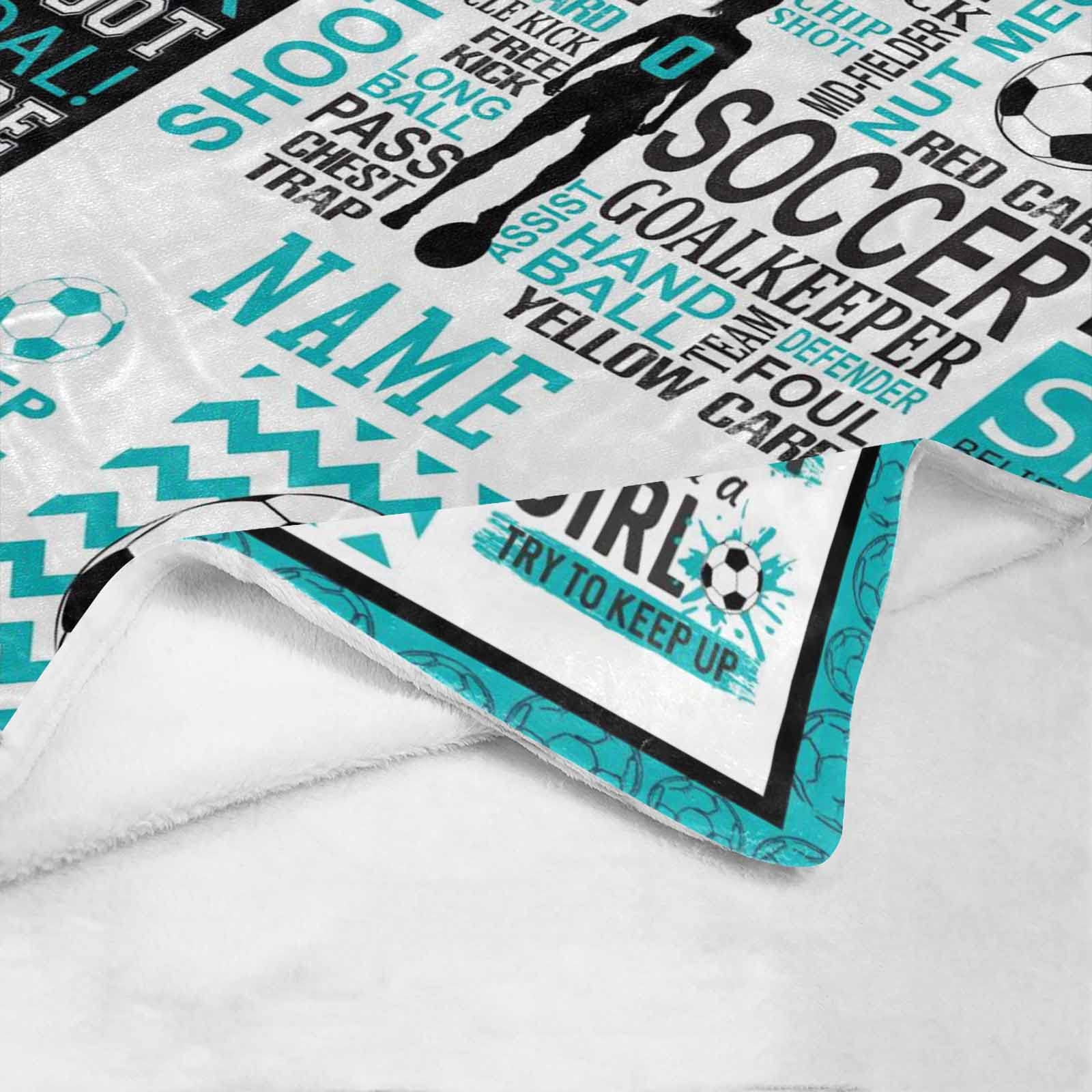 Personalized Soccer Blanket with Name & Number - Custom Sports Gift for Daughter, Granddaughter, Women & Friends - 50