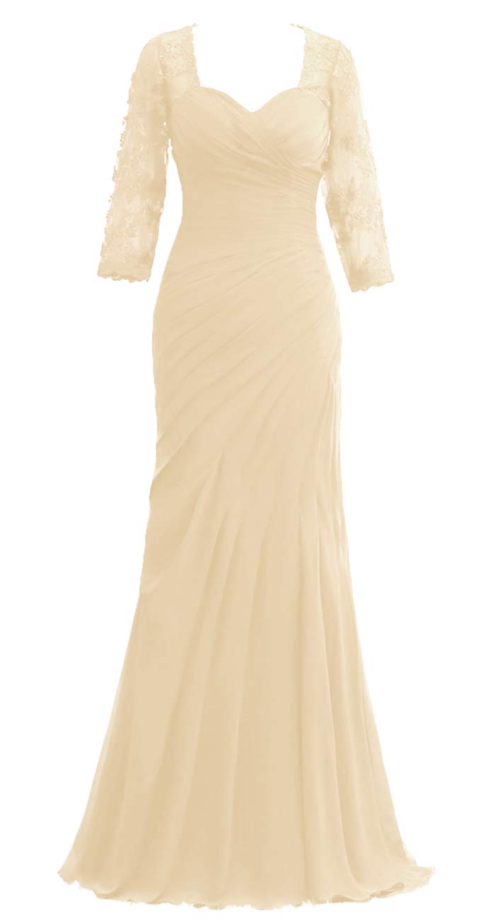 Elegant Lace Long Sleeve Mother of The Bride Dresses - Chiffon Formal Evening Gowns for Women Wedding Guest Attire - Perfect for Weddings, Receptions & Special Occasions
