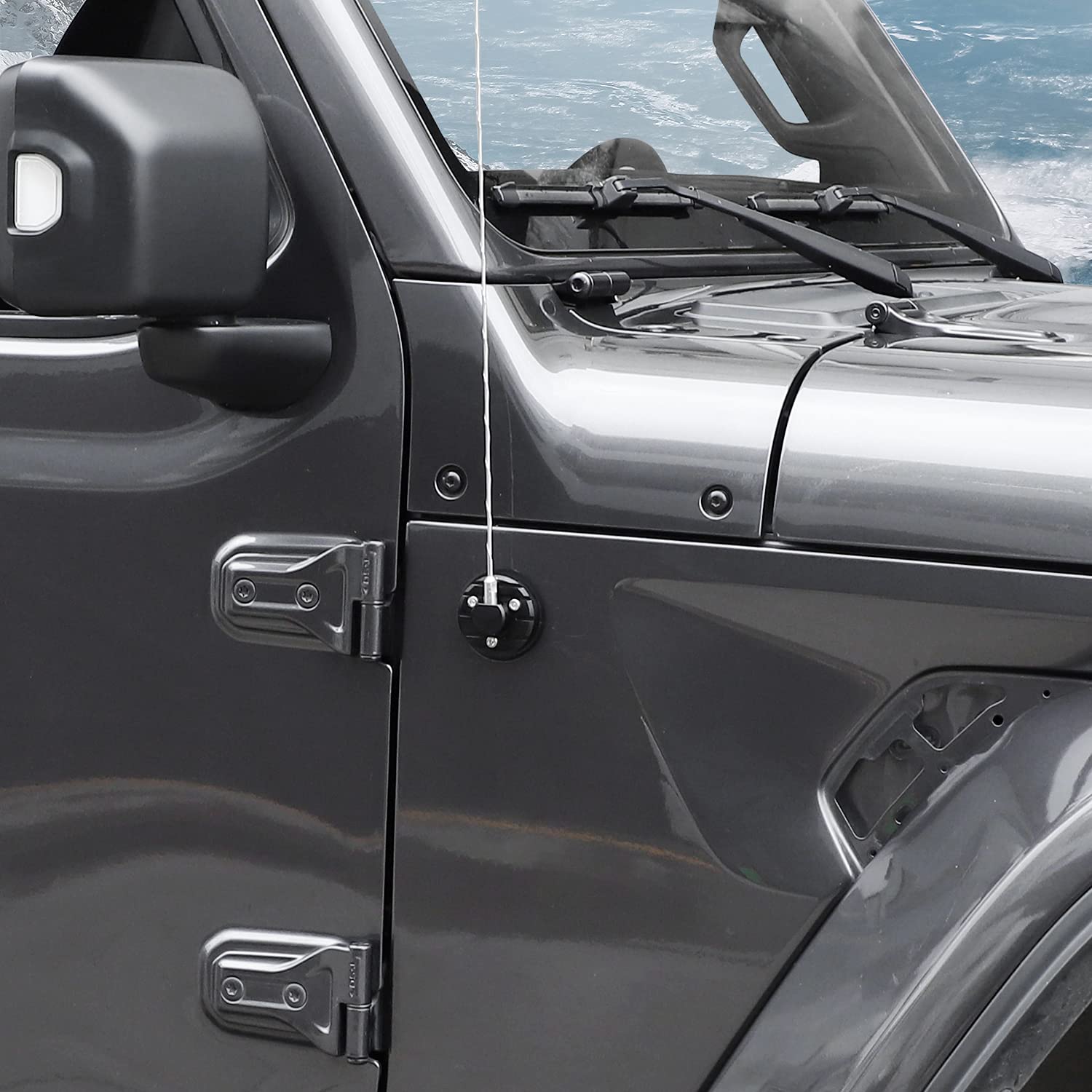 CheroCar Aluminum AM/FM Antenna Base Replacement for 2007-2021 Jeep Wrangler JL JLU JK JKU & Gladiator JT - Black | Durable Radio Signal Booster for Off-Road Adventures & Daily Commuting