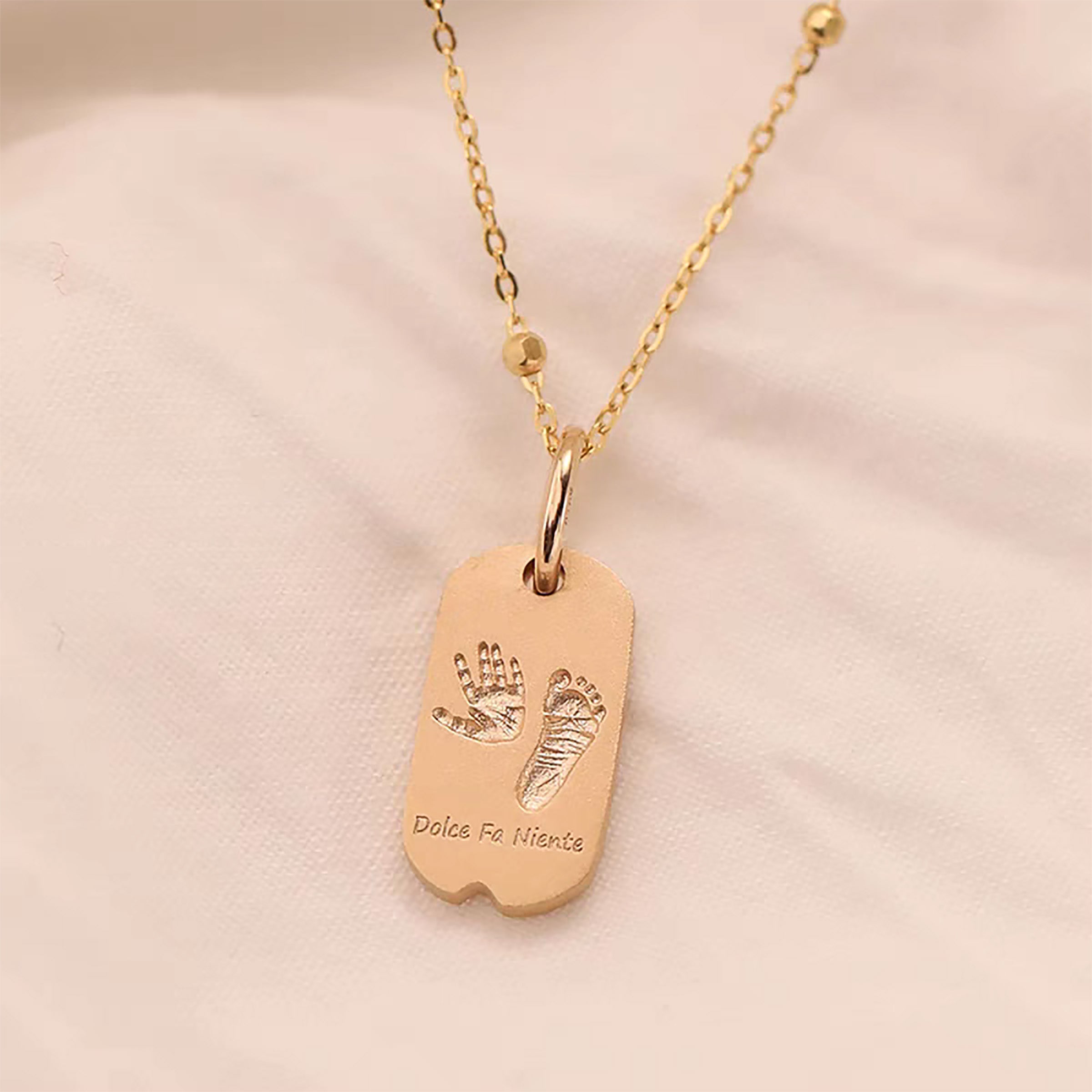 MomentoGleam Solid Gold Baby Footprint Necklace - Personalized Keepsake Jewelry for Newborns, Christening Gifts & Mother's Day - Handcrafted 14K Gold Pendant for Special Memories