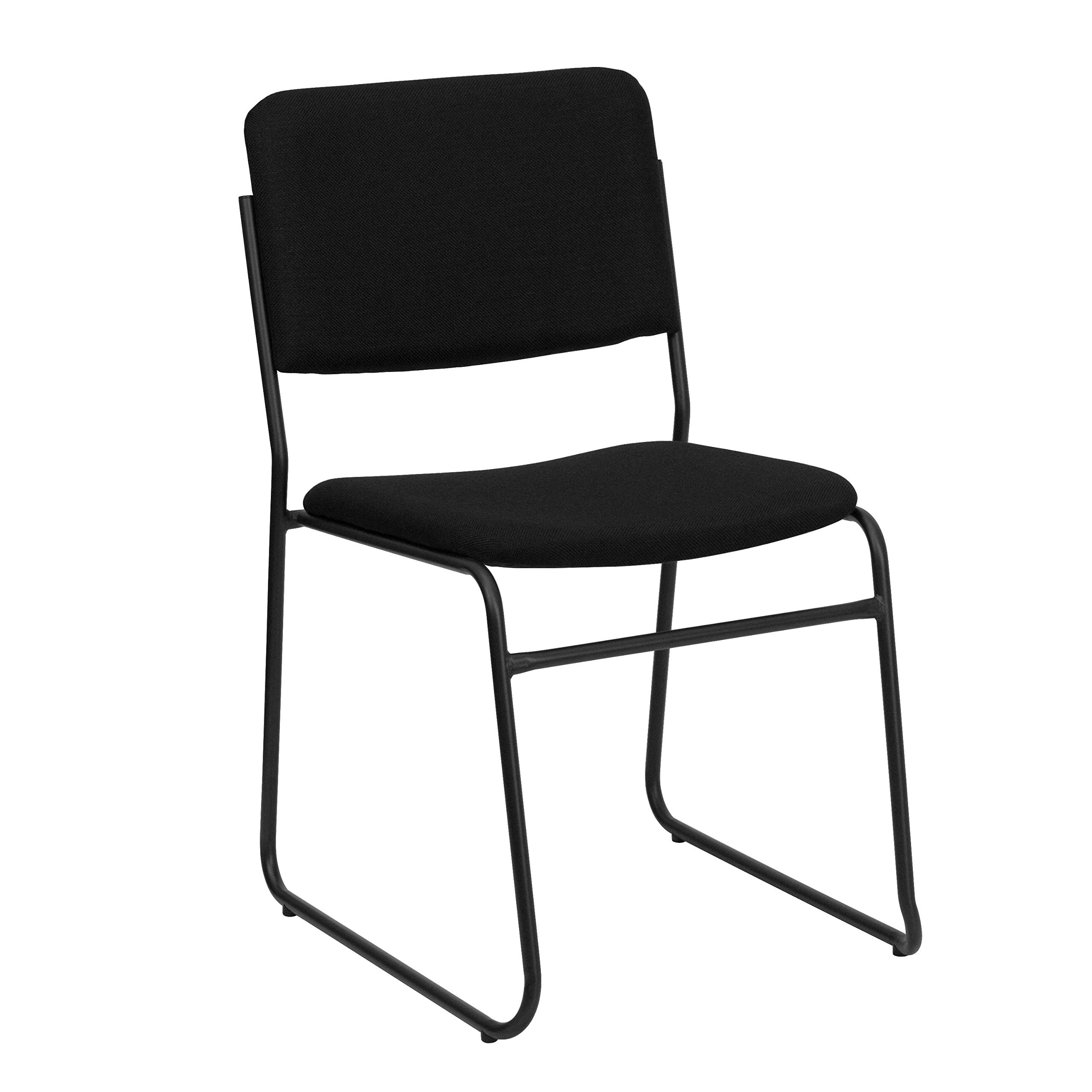 EMMA + OLIVER Heavy Duty Stacking Chairs 500 lb Capacity - Black Fabric Commercial Dining Chairs for Restaurants, Events, and Home Use