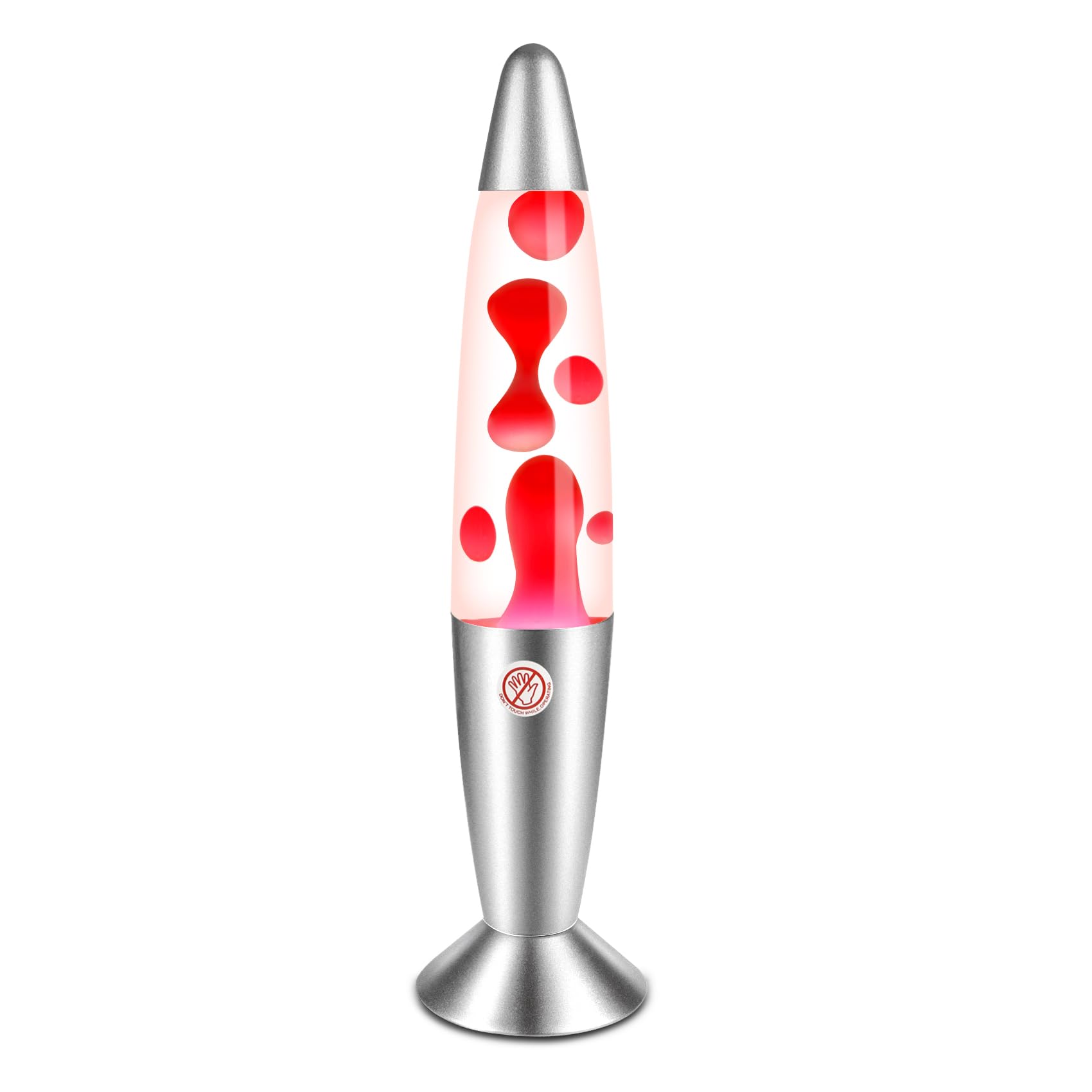 Red Magma Lamp with Pink Liquid Motion - 13.5 Inch Silver Base Night Light for Home Decor | Perfect for Living Room, Bedroom, Halloween, Christmas & Thanksgiving Gifts for Adults and Kids