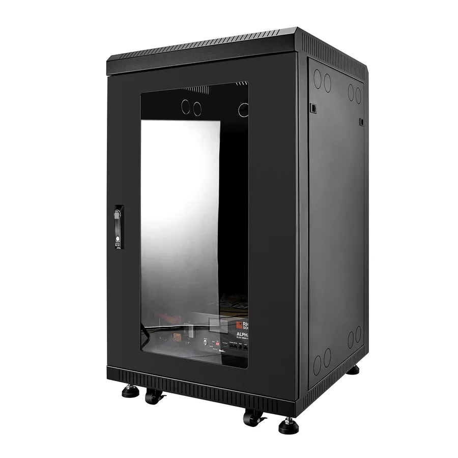 Rich Solar ALPHA 5 PRO 30.72kWh Server Rack Battery Kit with 6 Pre-Assembled Batteries, Enclosed Rack, Door & Wheels - Ideal for Solar Energy Storage, Off-Grid Power Systems, and Home Backup Power Solutions