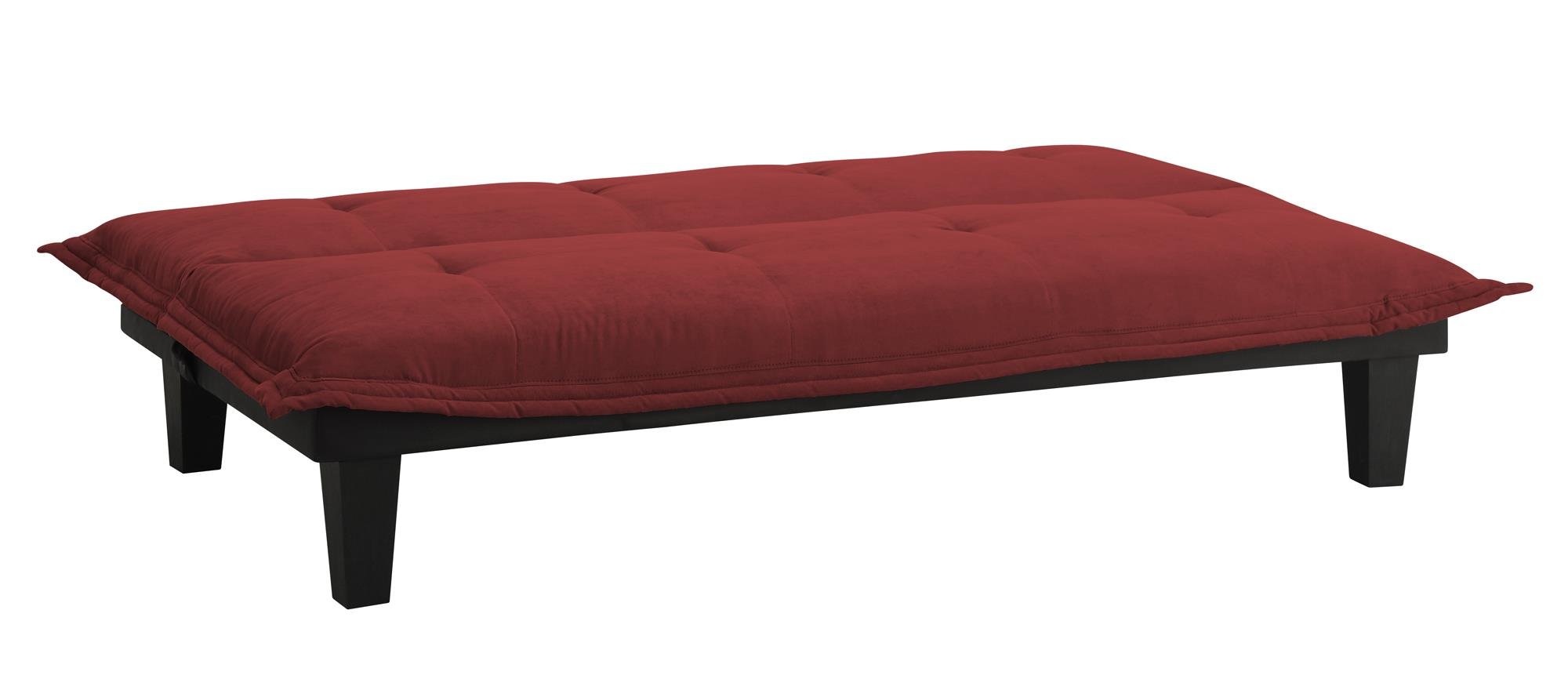 DHP Lodge Convertible Futon Couch Bed - Microfiber Upholstery with Wooden Legs, Red | Space-Saving Sleeper Sofa for Small Apartments, Guest Rooms & Dorm Living