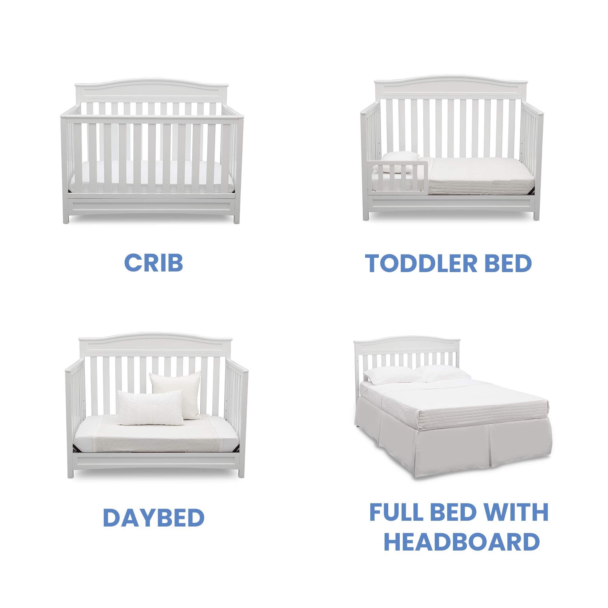 Delta Children Emery 4-in-1 Convertible Crib in White with Serta Perfect Slumber Dual-Sided Eco-Friendly Crib Mattress - Nursery Furniture Set for Baby & Toddler | Safe Sleep Solution for Newborns to Big Kids