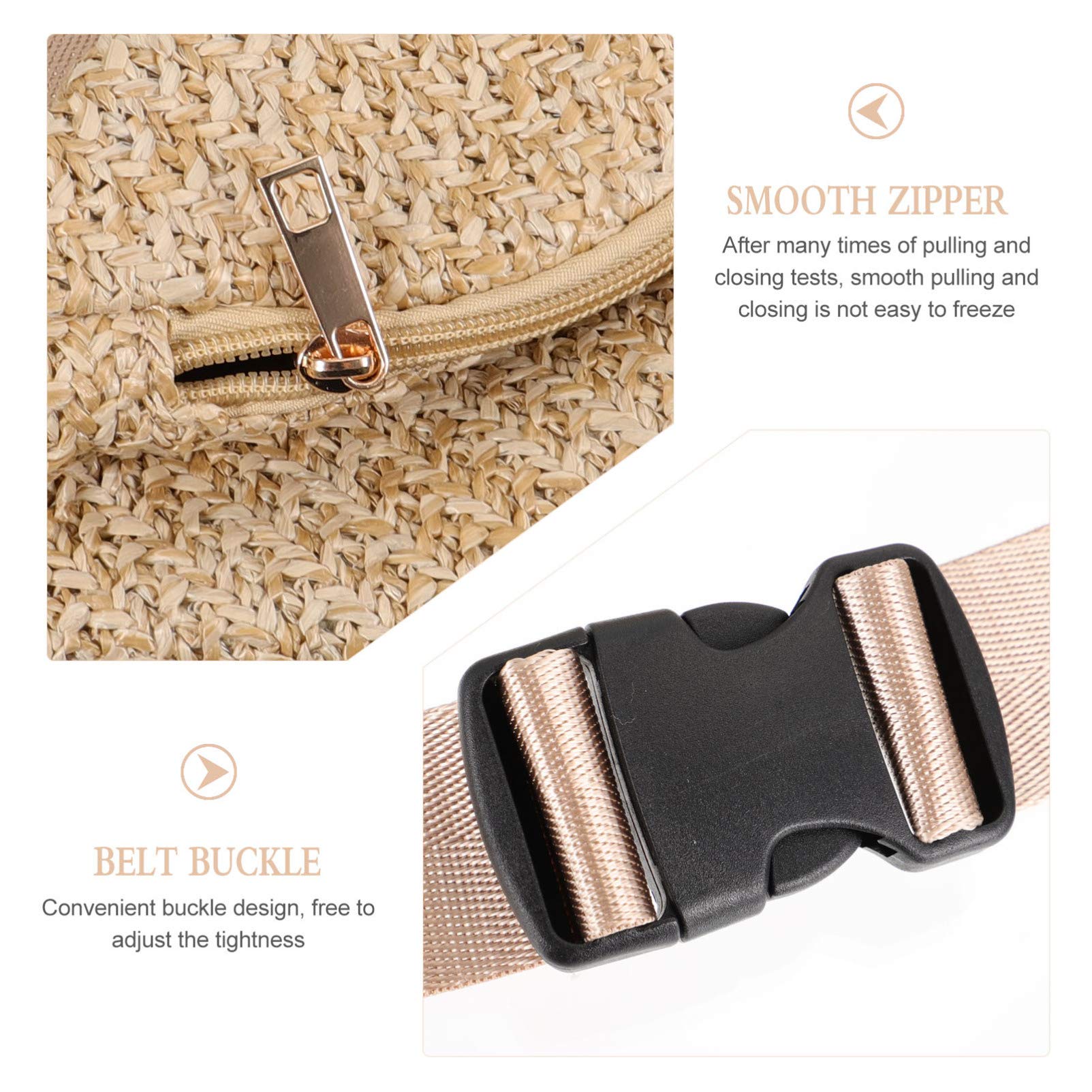**Abaodam Straw Woven Crossbody Bag - Handmade Waist Pack for Women, Summer Beach Bag, Fashionable Chest Pouch for Shopping, Travel & Outdoor Activities**