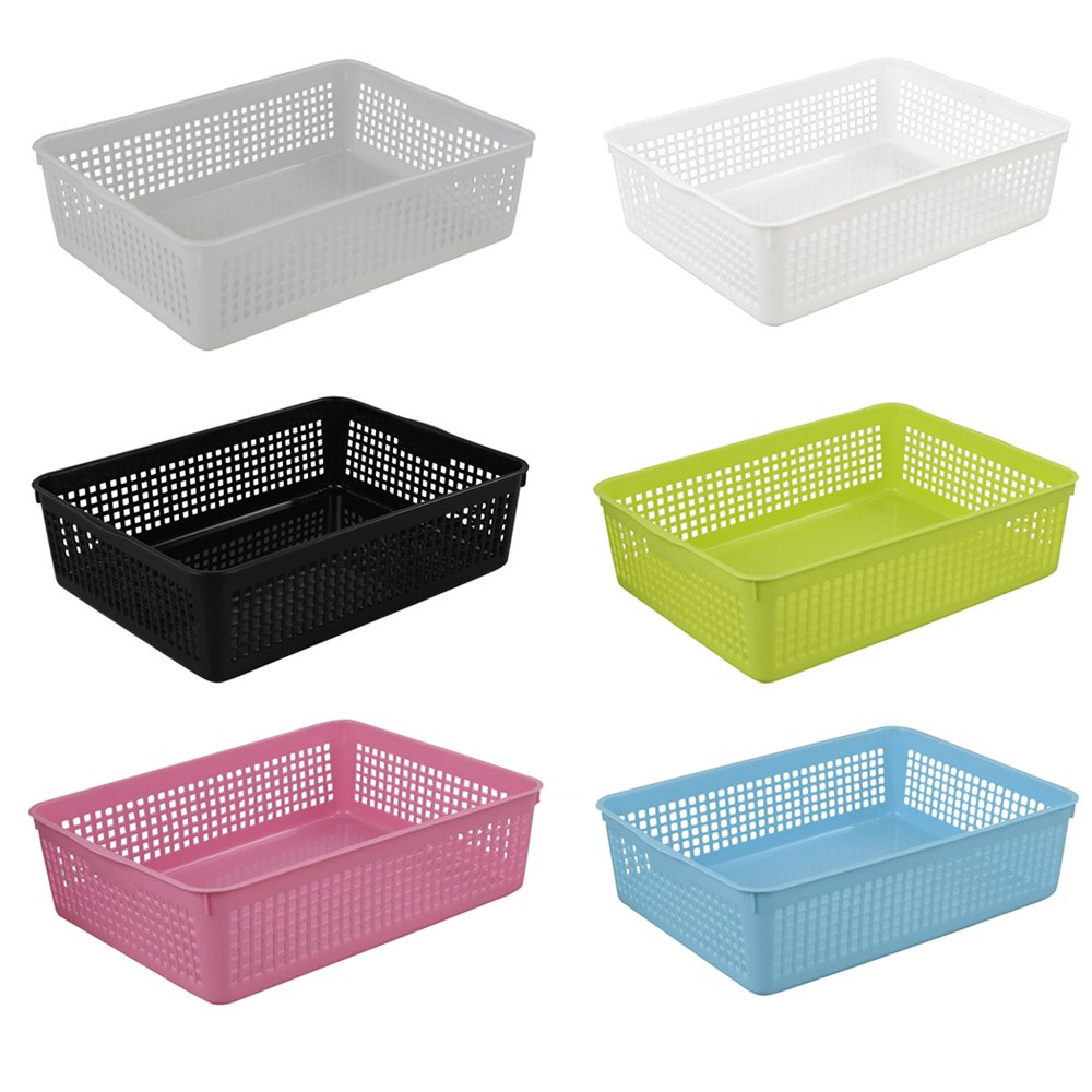 Colorful Plastic File Baskets (6-Pack) - Paper Organizer for Office & Home