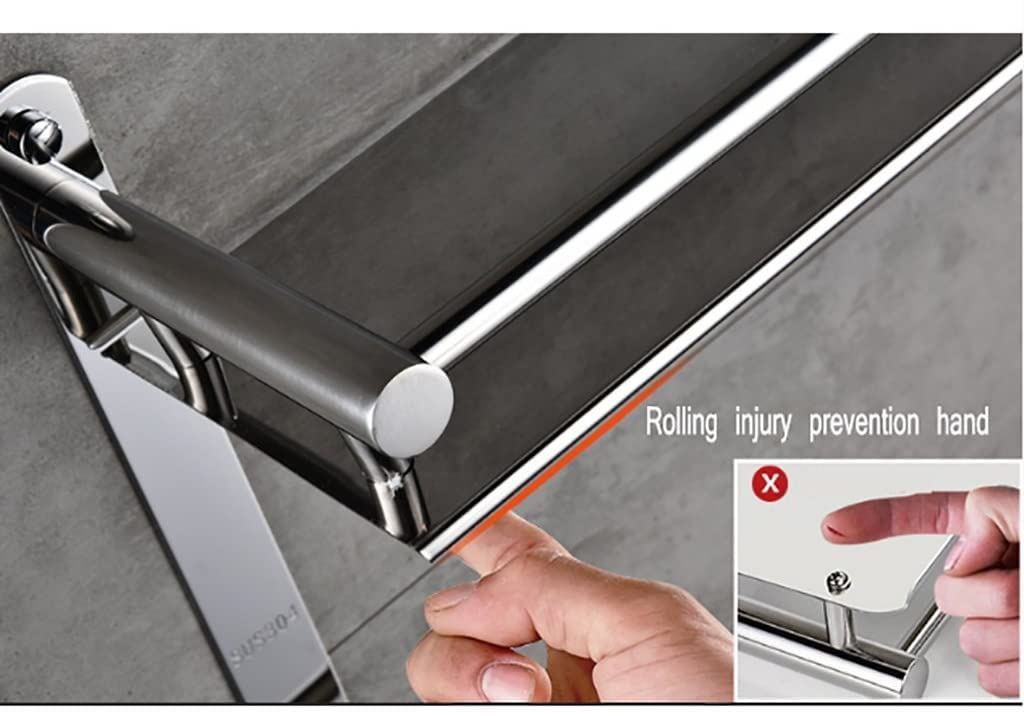 Oslen Premium Stainless Steel Floating Wall Shelves - Rustproof Bathroom, Kitchen & Bedroom Storage Shelf with Hooks | Space-Saving Organizer for Towels, Spices, Books & Decor