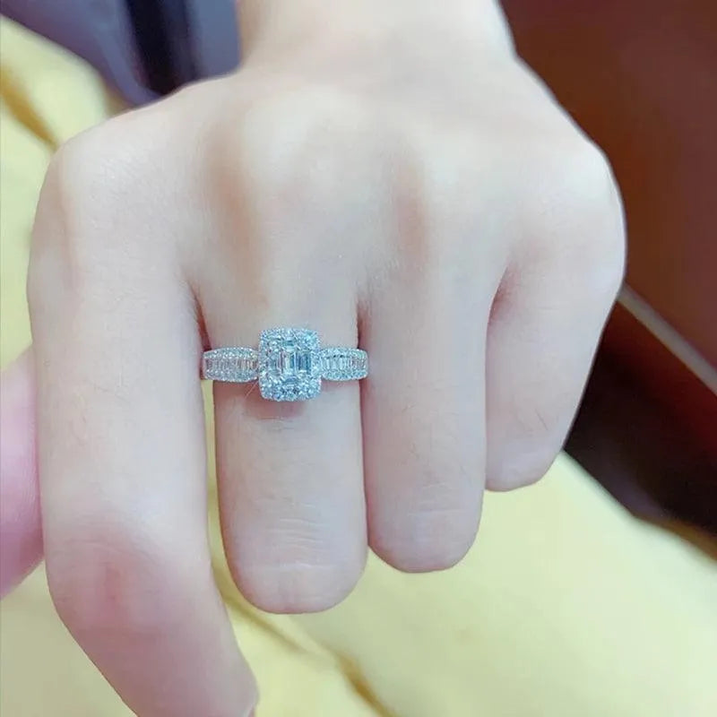 18K White Gold 0.5 Carat Natural Diamond Engagement Ring & Wedding Band - Certified (Size M) - Perfect for Proposals, Anniversaries, and Bridal Jewelry
