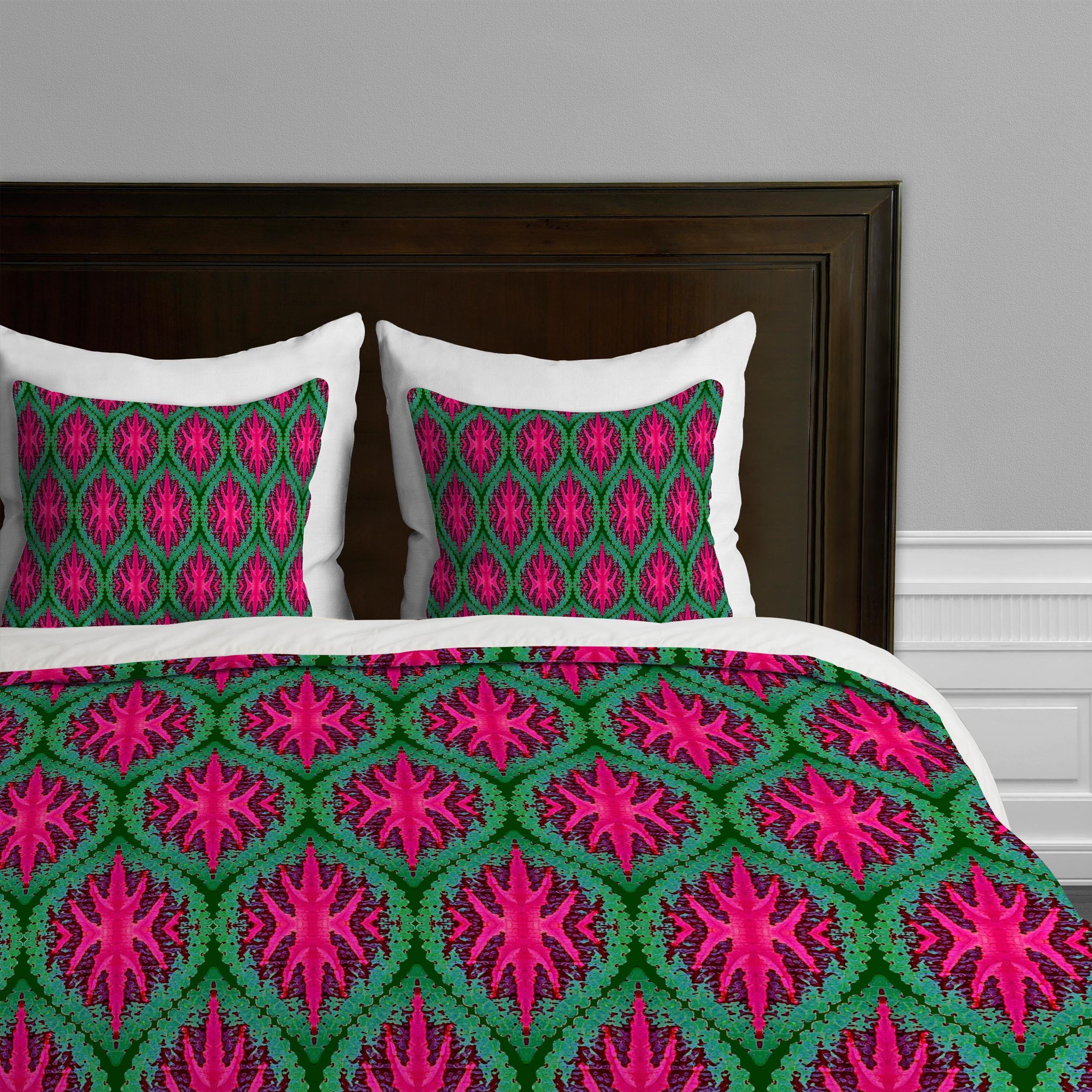 Deny Designs Wagner Campelo Ikat Leaves Duvet Cover Set - Twin/Twin XL Size, Bohemian Style Bedding for Teens & Adults - Perfect for Bedroom Decor, Dorm Room, or Guest Room