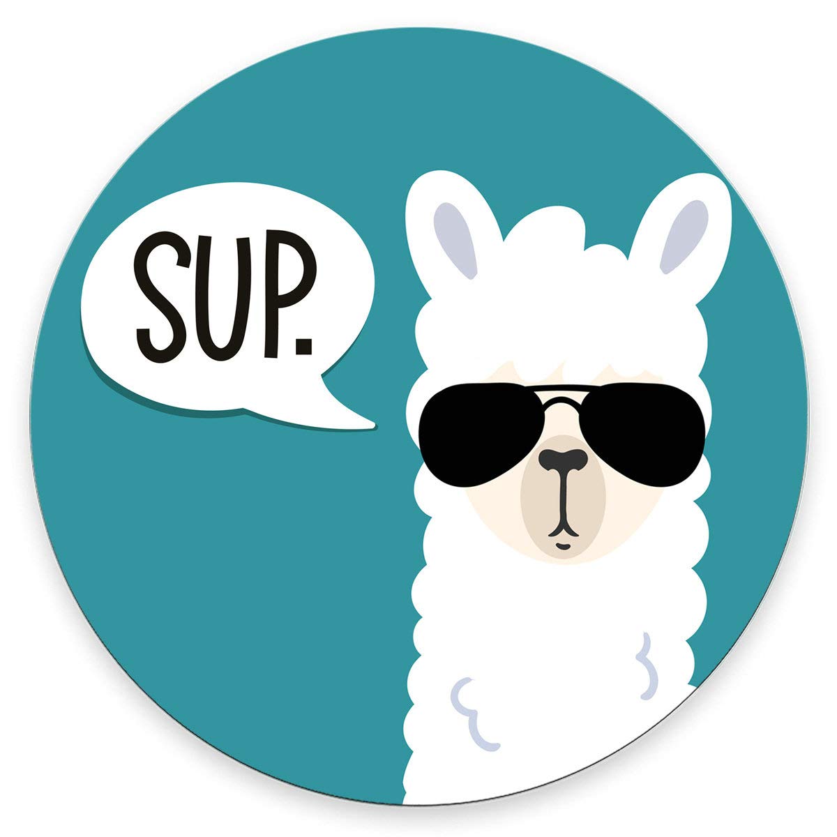 Funny Llama Mouse Pad with Sunglasses - Non-Slip Rubber Gaming Mousepad for Computer & Laptop - Custom Round Alpaca Design - Perfect for Office, Gaming & Home Workspace