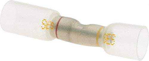 12 to 10 AWG Polyolefin Fully Insulated Crimp-On Butt Splice Terminals - Clear & Yellow (60 Pack) for Automotive, Marine & Electrical Wiring Connections
