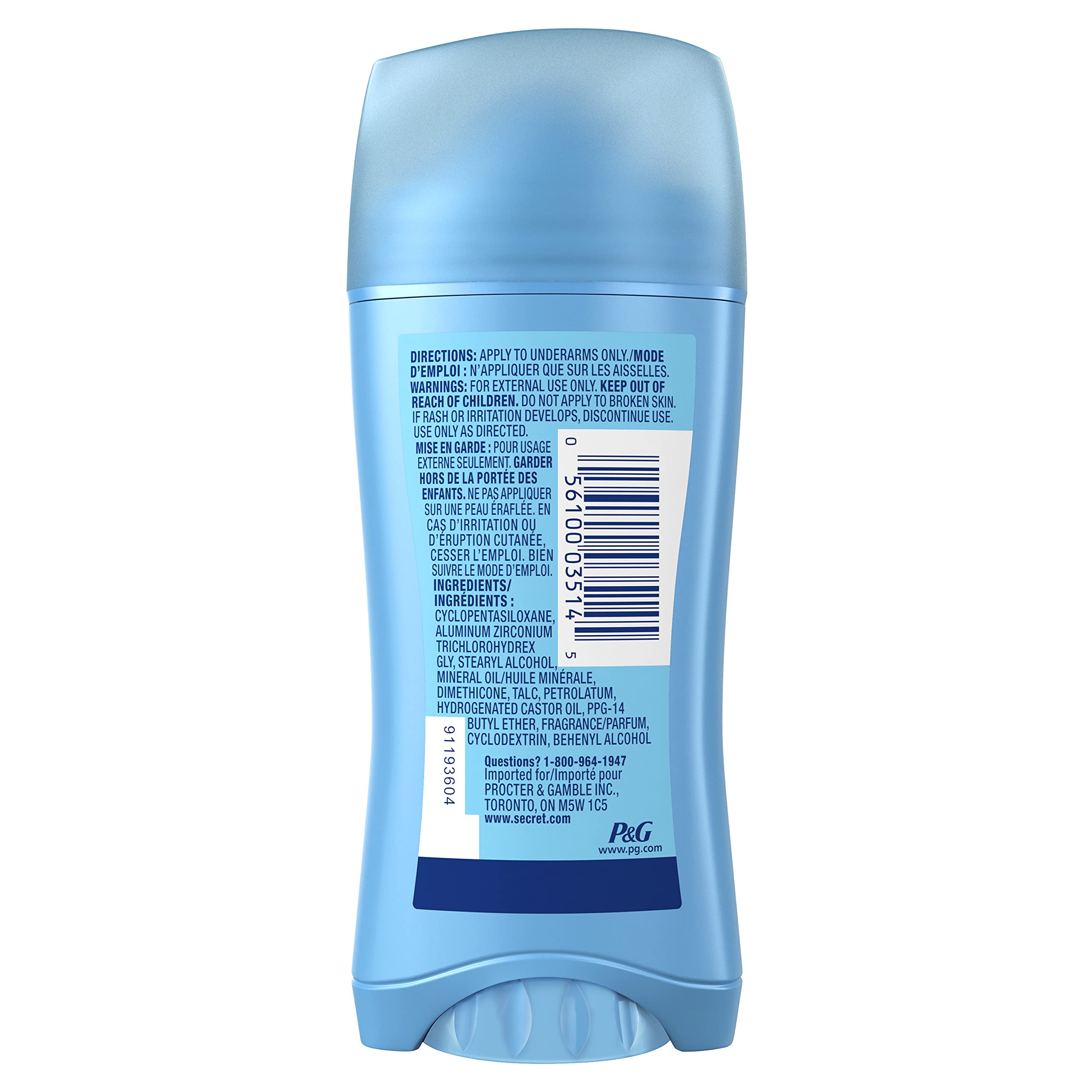 Secret Invisible Solid Antiperspirant & Deodorant for Women & Men - Baby Powder Scent, 73g - All-Day Odor Protection & Wetness Control for Workouts, Office & Daily Use