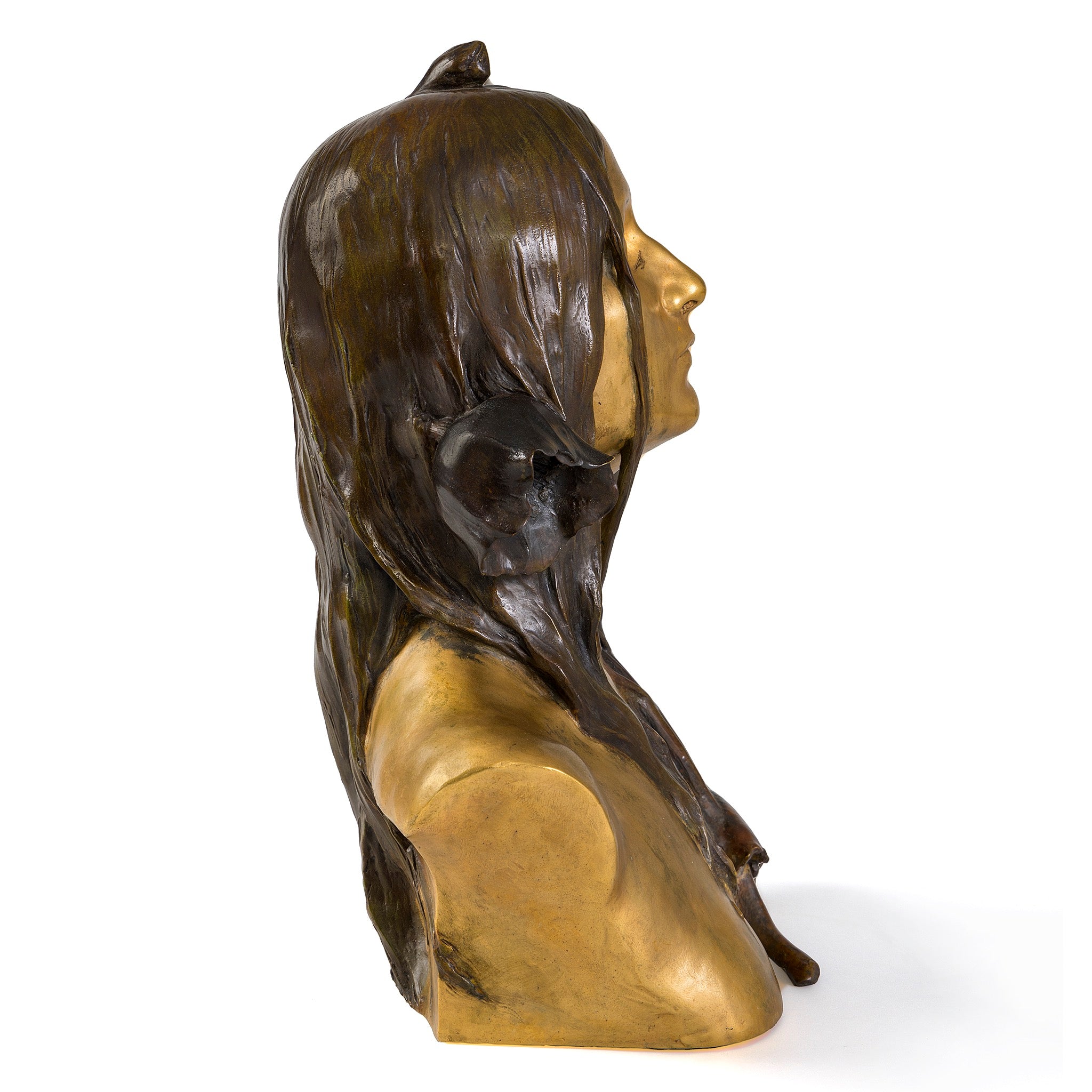 Antique Maurice Bouval Ophelia Bronze Sculpture - French Art Nouveau Statue for Home Decor, Office & Garden