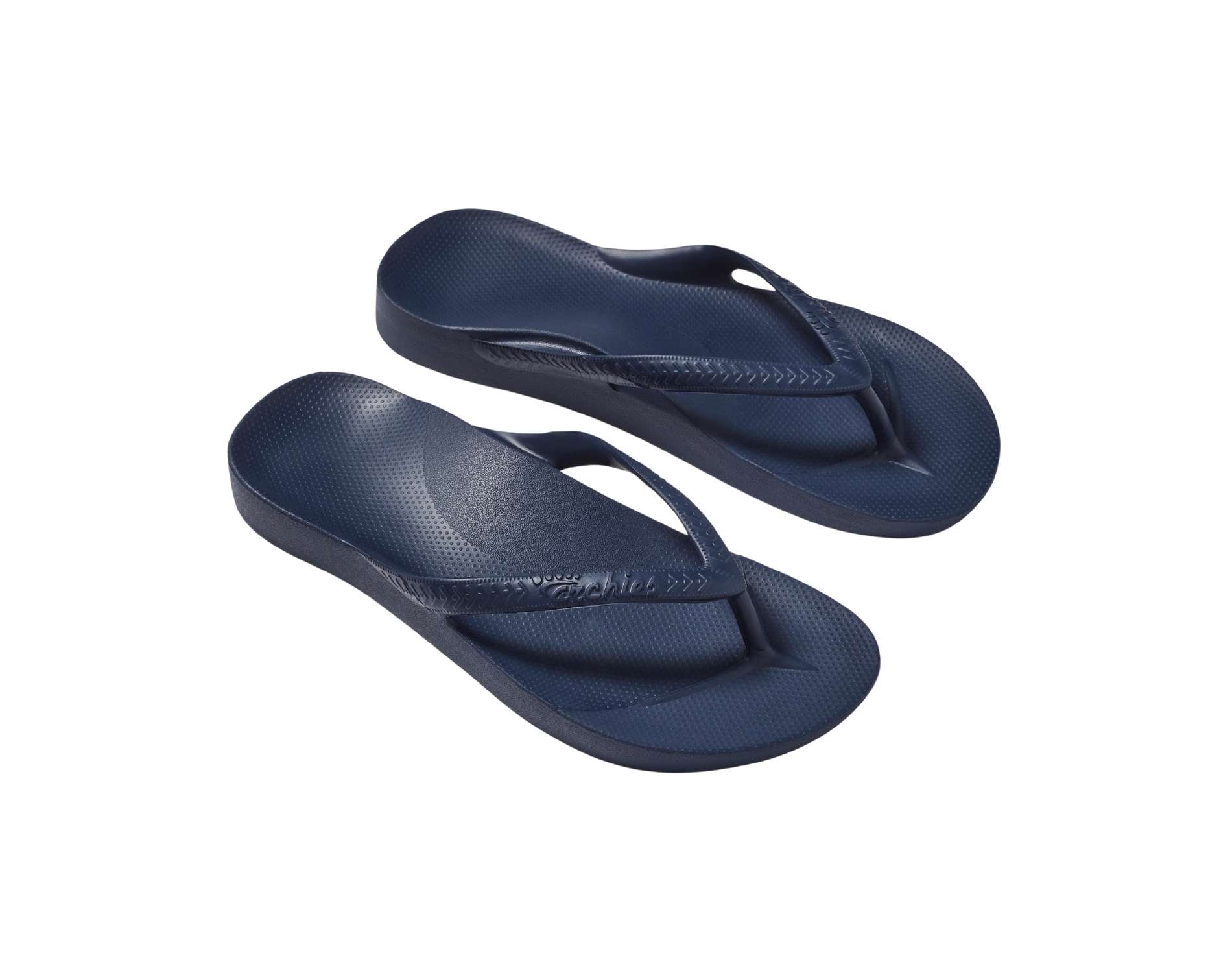 Archie's Arch Support Thongs for Women - Comfortable Navy Blue Flip Flops with Orthotic Support - Perfect for Beach, Pool & Casual Wear