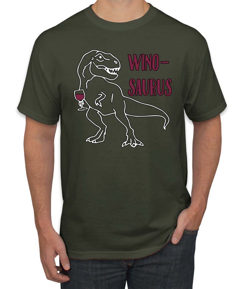 Funny Wine Dinosaur Joke Pun Graphic T-Shirt for Men | Cool Drinking Humor Tee | Perfect for Wine Lovers, Parties & Casual Wear