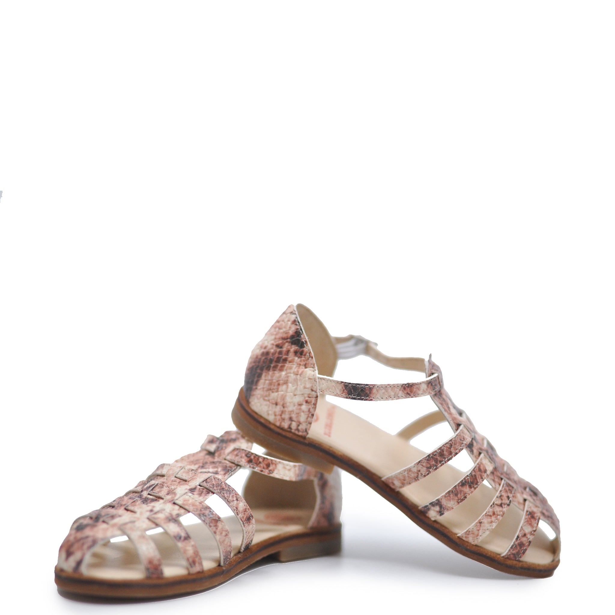 Blublonc Snake Gladiator Sandal - Women's Fashion Strappy Flat Sandals for Summer | Perfect for Beach, Vacation, and Casual Outfits