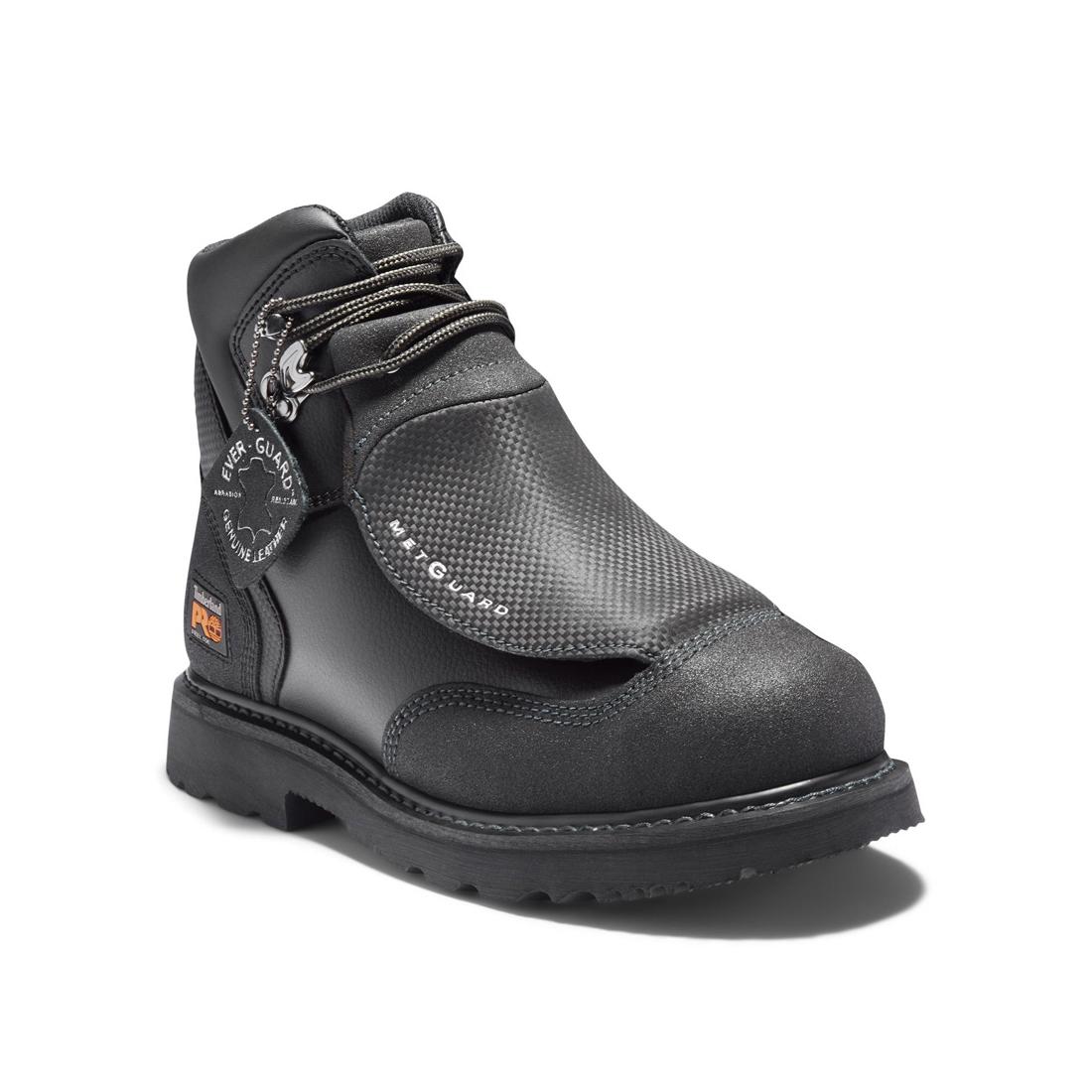 6 Inch Steel Toe Work Boots for Men - Black External Met Guard Safety Shoes | Heavy Duty Construction, Warehouse & Industrial Work Boots for Workplace Protection