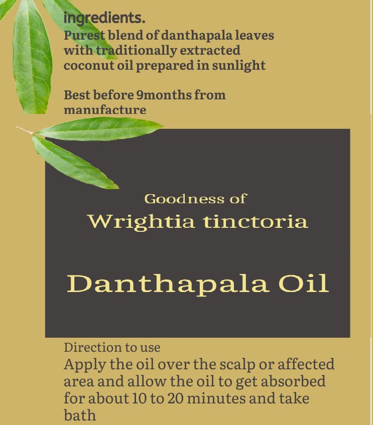 Wrightia Tinctoria Oil (Danthapala Oil) - 200ml - Natural Hair & Skin Care for Dryness & Scalp Health - Perfect for Ayurvedic Massage & Aromatherapy