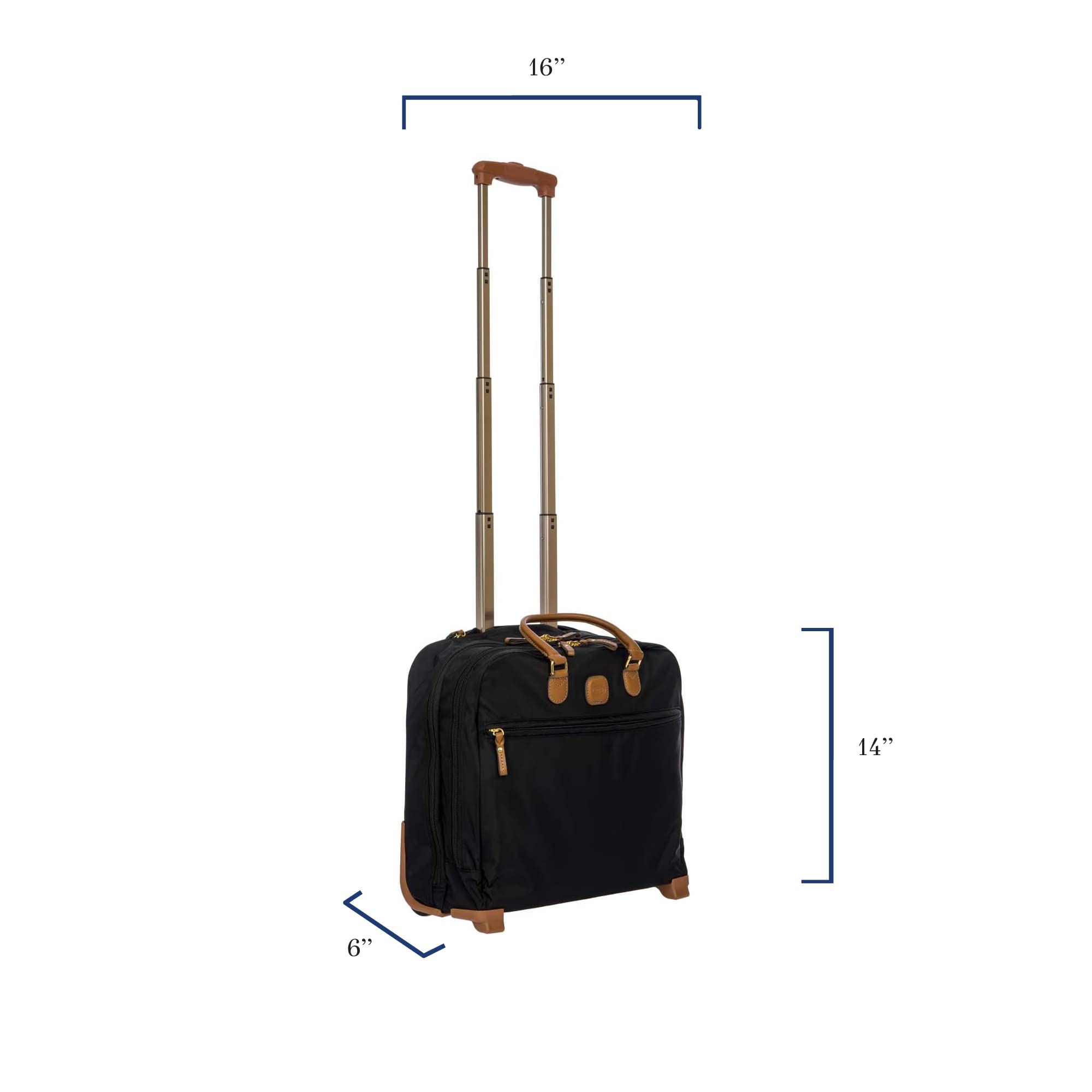 Bric's X-Bag X-Travel 2.0 Pilot Rolling Carry On Luggage - 14 x 15.5 Inch Business Laptop Bag for Air Travel - Black Premium Cabin Suitcase for Business Trips & Weekend Getaways