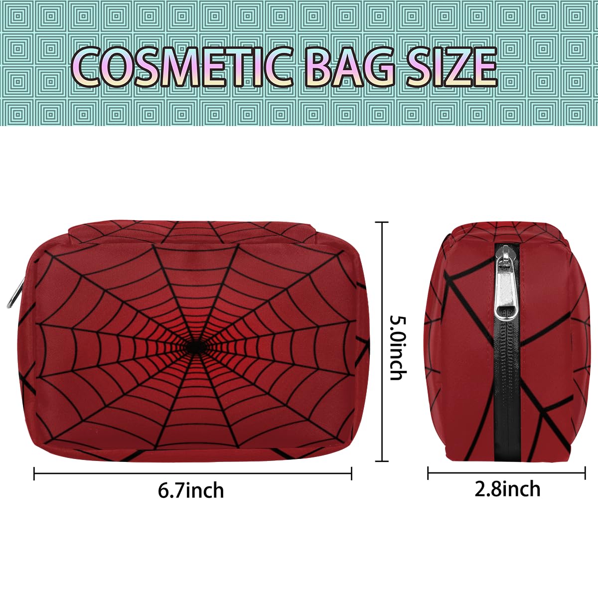 Waterproof Travel Toiletry Bag for Women & Men - Cute Small Cosmetic Organizer with Spider Web Design - Perfect for Makeup, Shaving & Toiletries on Vacation, Business Trips & Gym Use