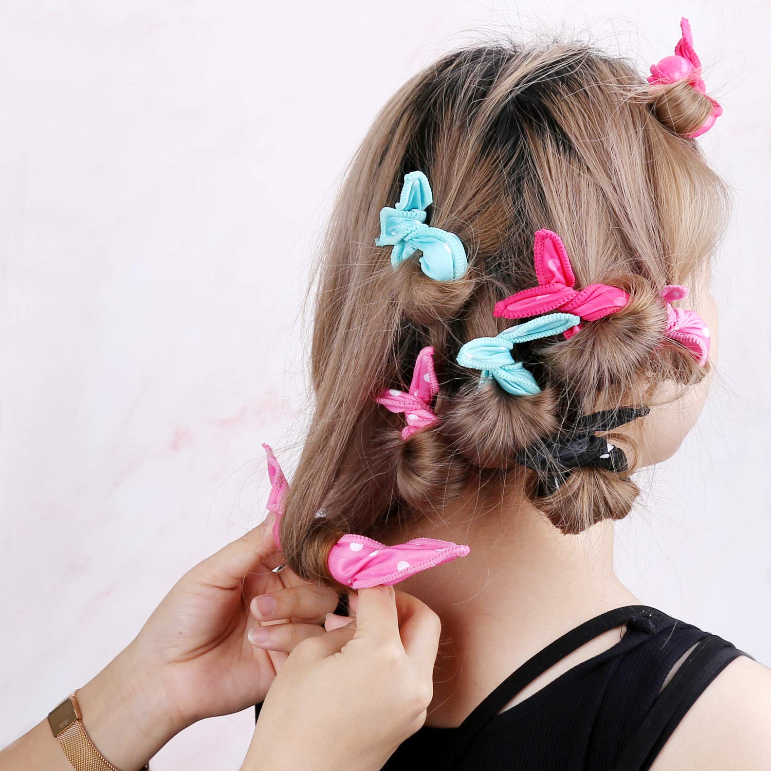 40pcs No Heat Hair Rollers for Long Hair - Sleep in Curlers DIY Set (5 Colors) | Soft Sponge Rollers for Overnight Curls, Beach Waves & Salon Style at Home