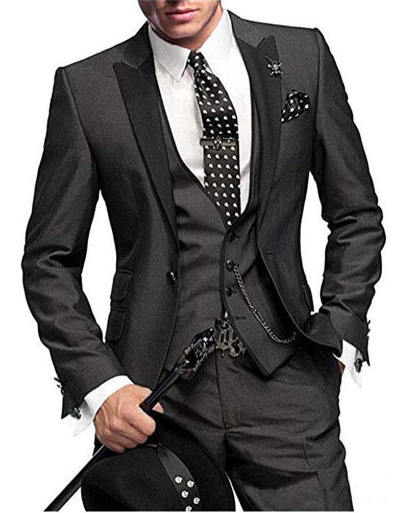 3-Piece Green Wedding Suits for Men - One Button Notch Lapel Groom Tuxedos | Perfect for Weddings, Prom & Formal Events