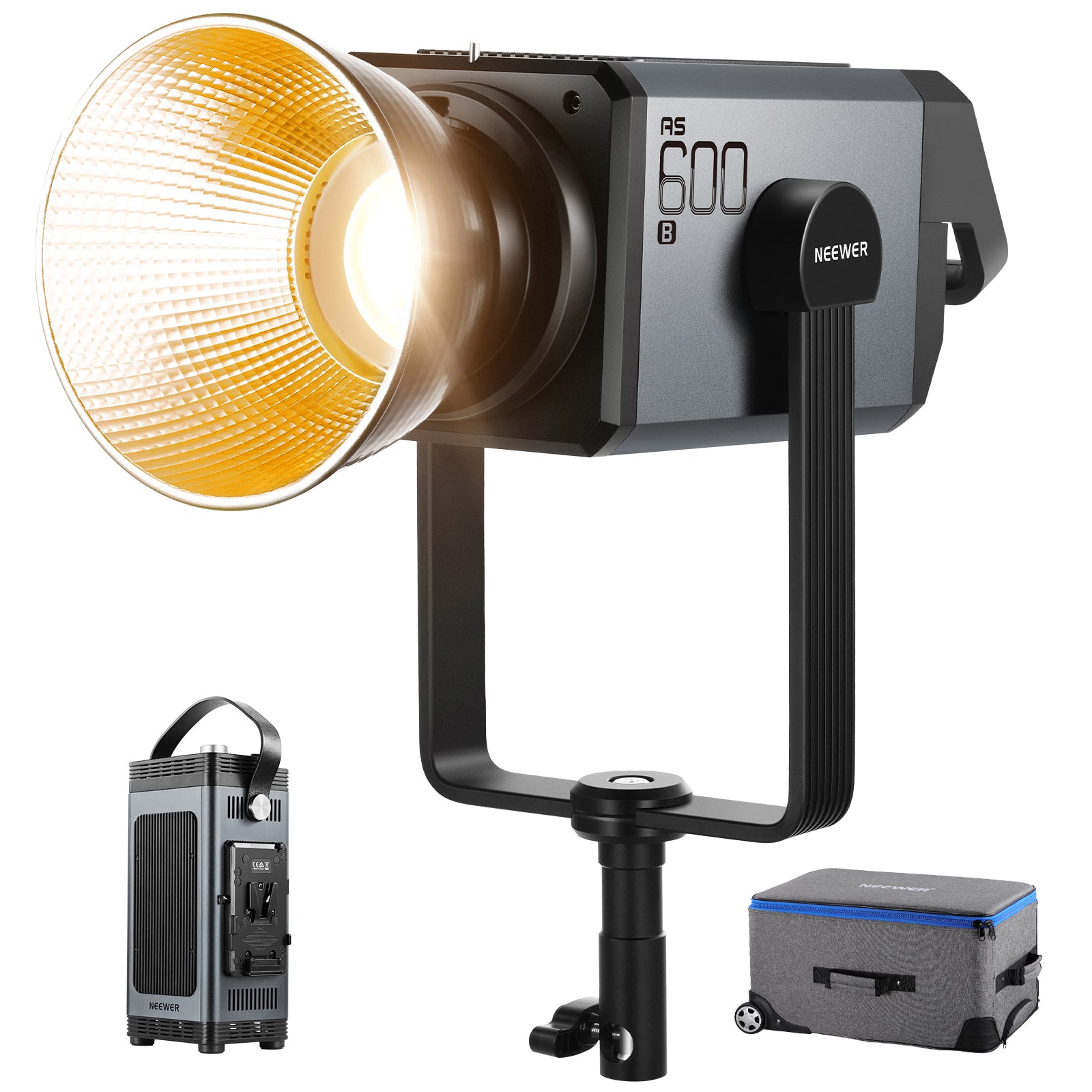 NEEWER AS600B 600W Bi-Color COB LED Video Light for Photography, YouTube & Studio Filming - Dimmable Continuous Lighting with Bowens Mount